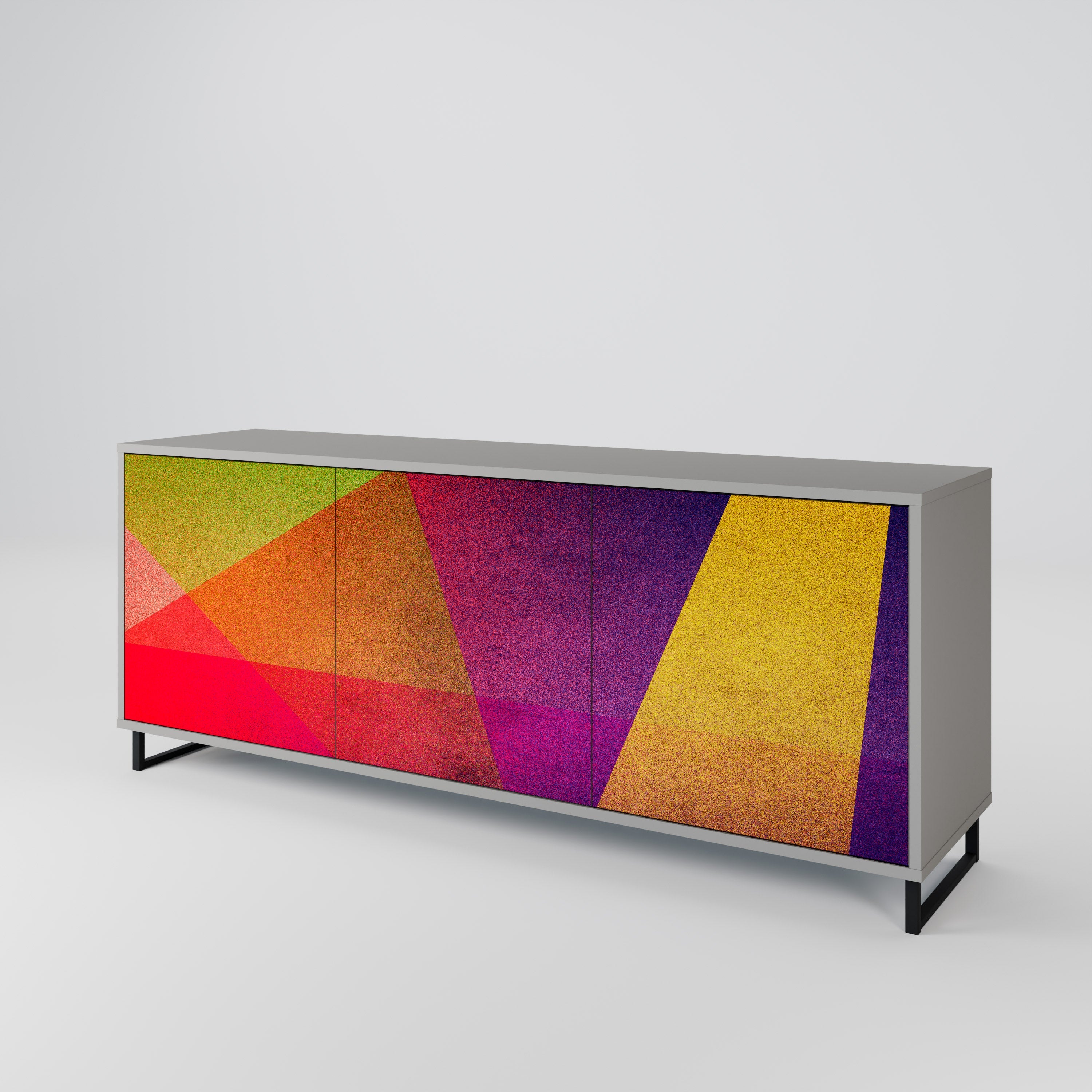 Buffet 3 portes VIVID GEOMETRY en finition grise