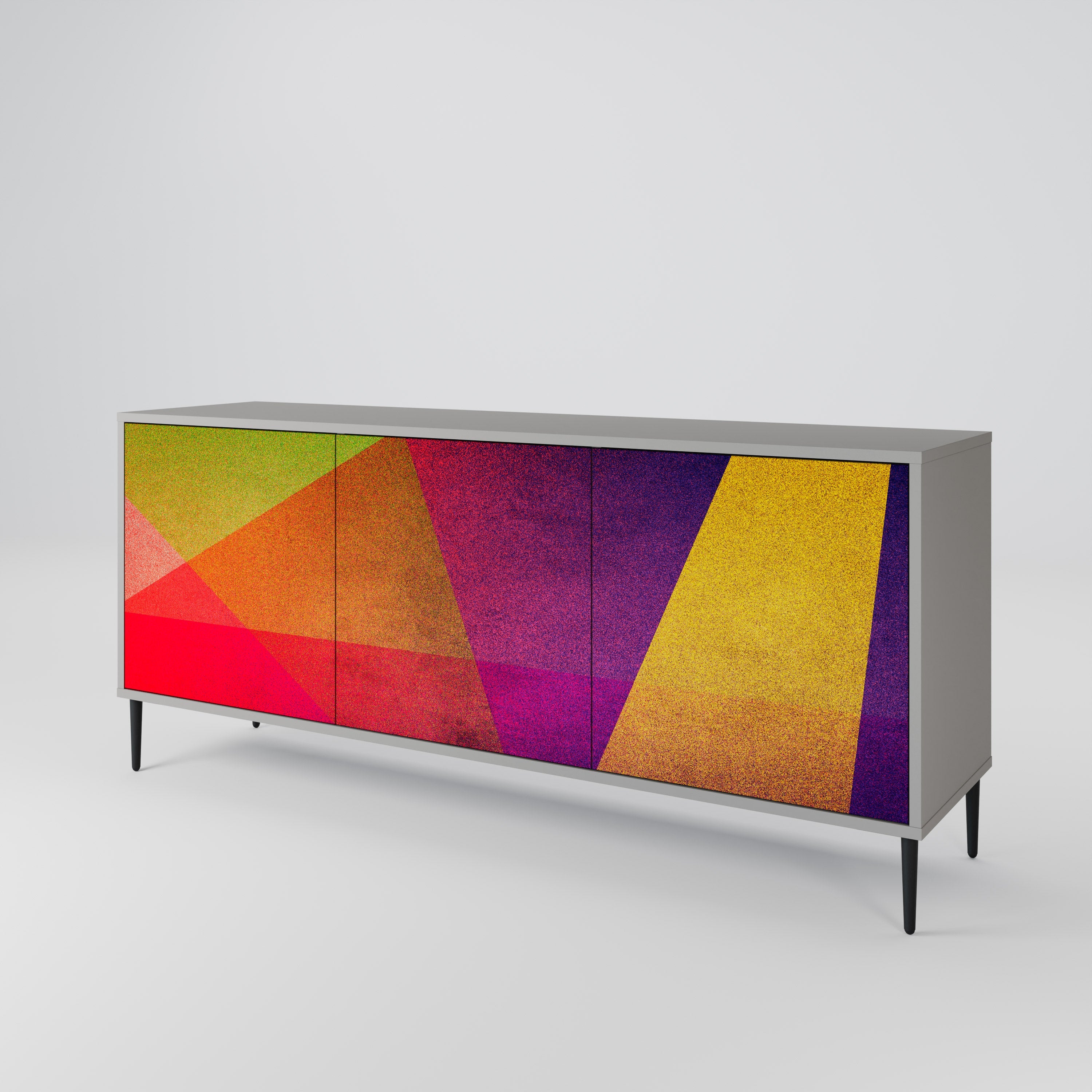 Buffet 3 portes VIVID GEOMETRY en finition grise