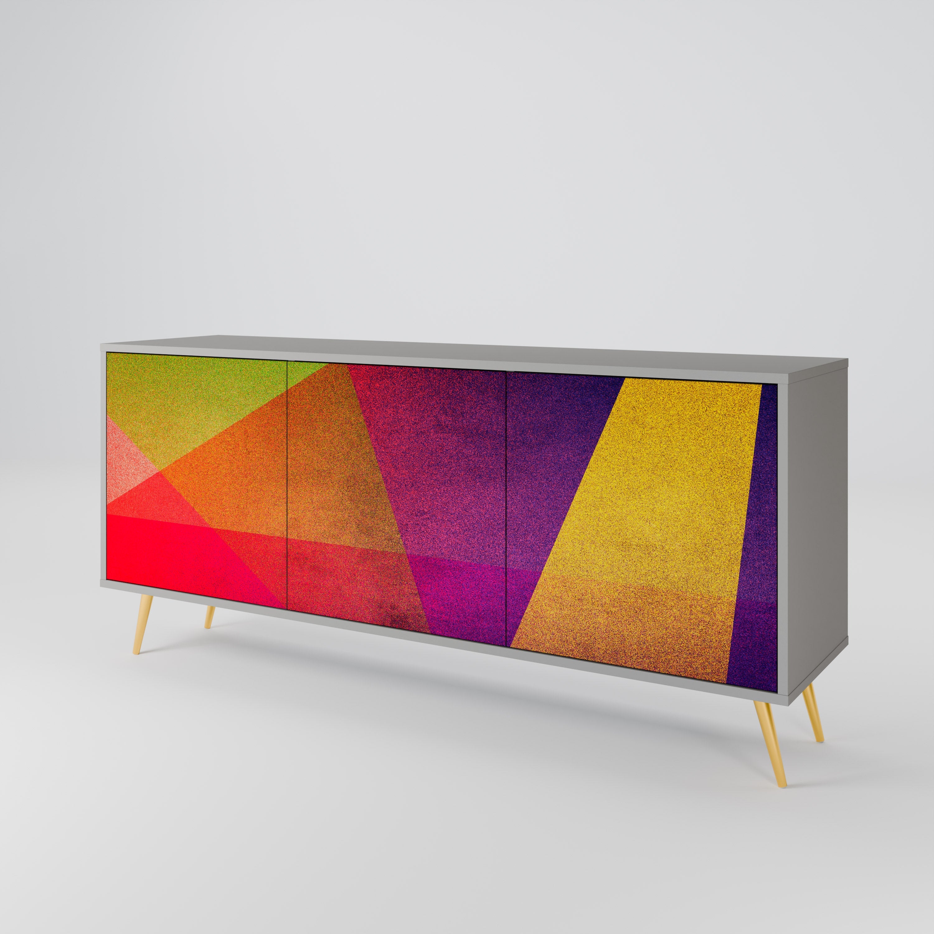 Buffet 3 portes VIVID GEOMETRY en finition grise