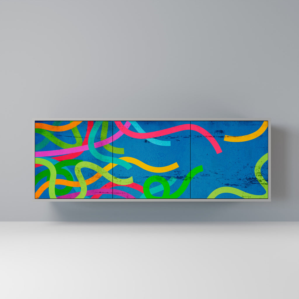 Buffet 3 portes STREAMER TANGLE finition grise