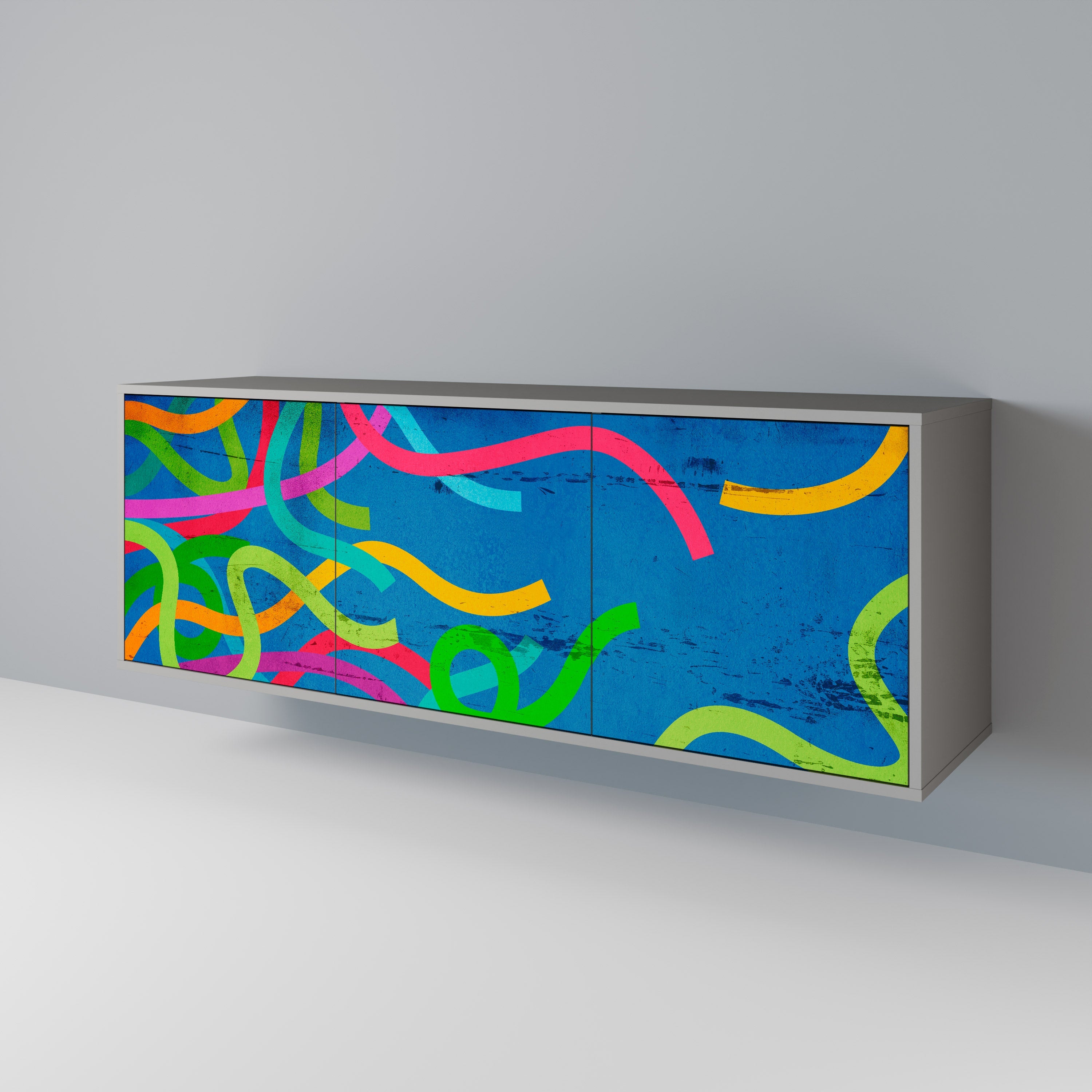 Buffet 3 portes STREAMER TANGLE finition grise