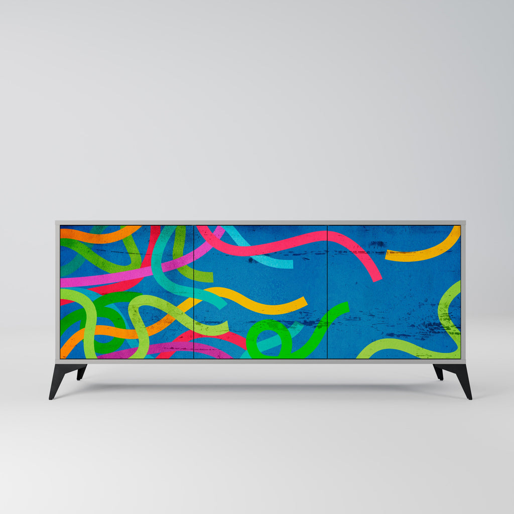 Buffet 3 portes STREAMER TANGLE finition grise