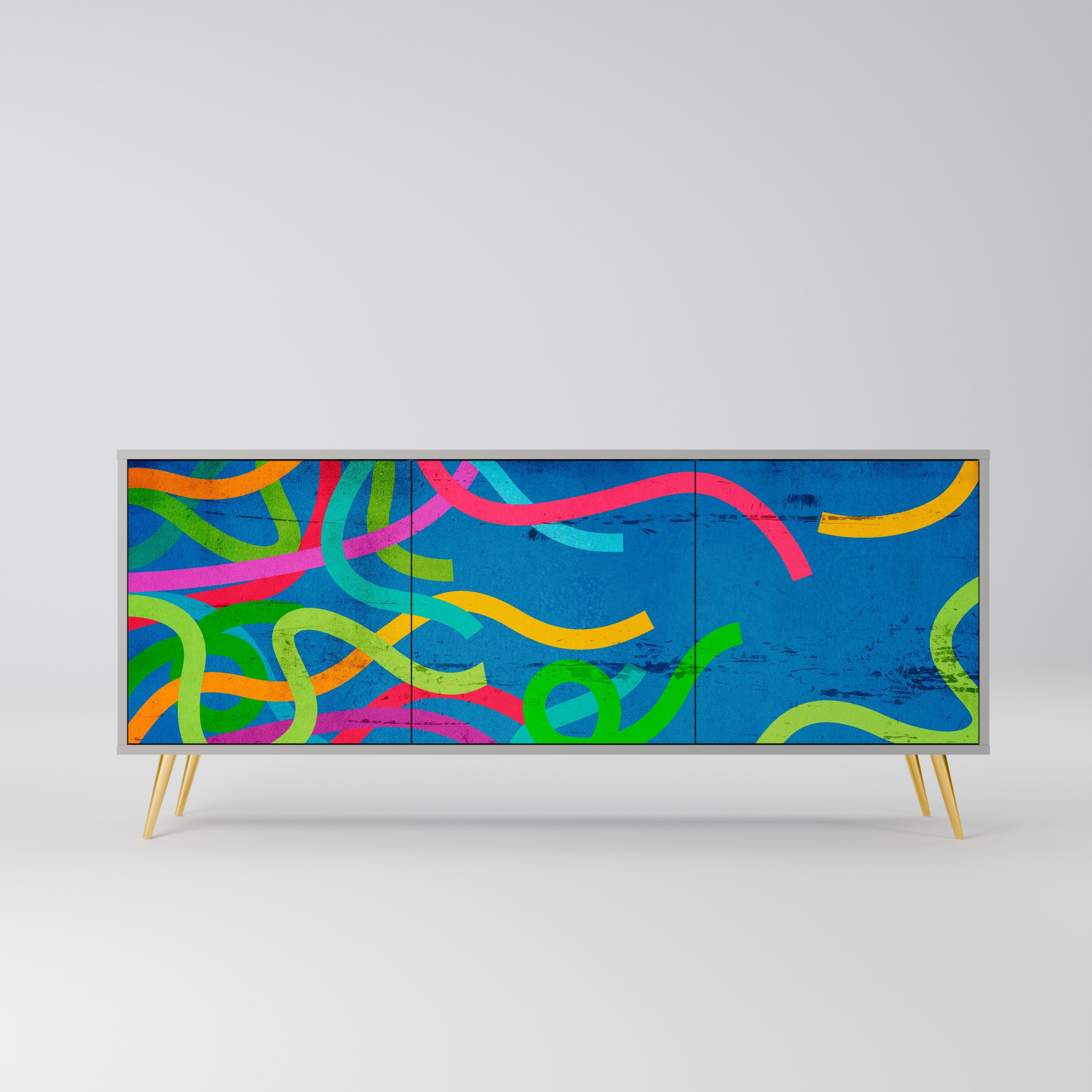 Buffet 3 portes STREAMER TANGLE finition grise