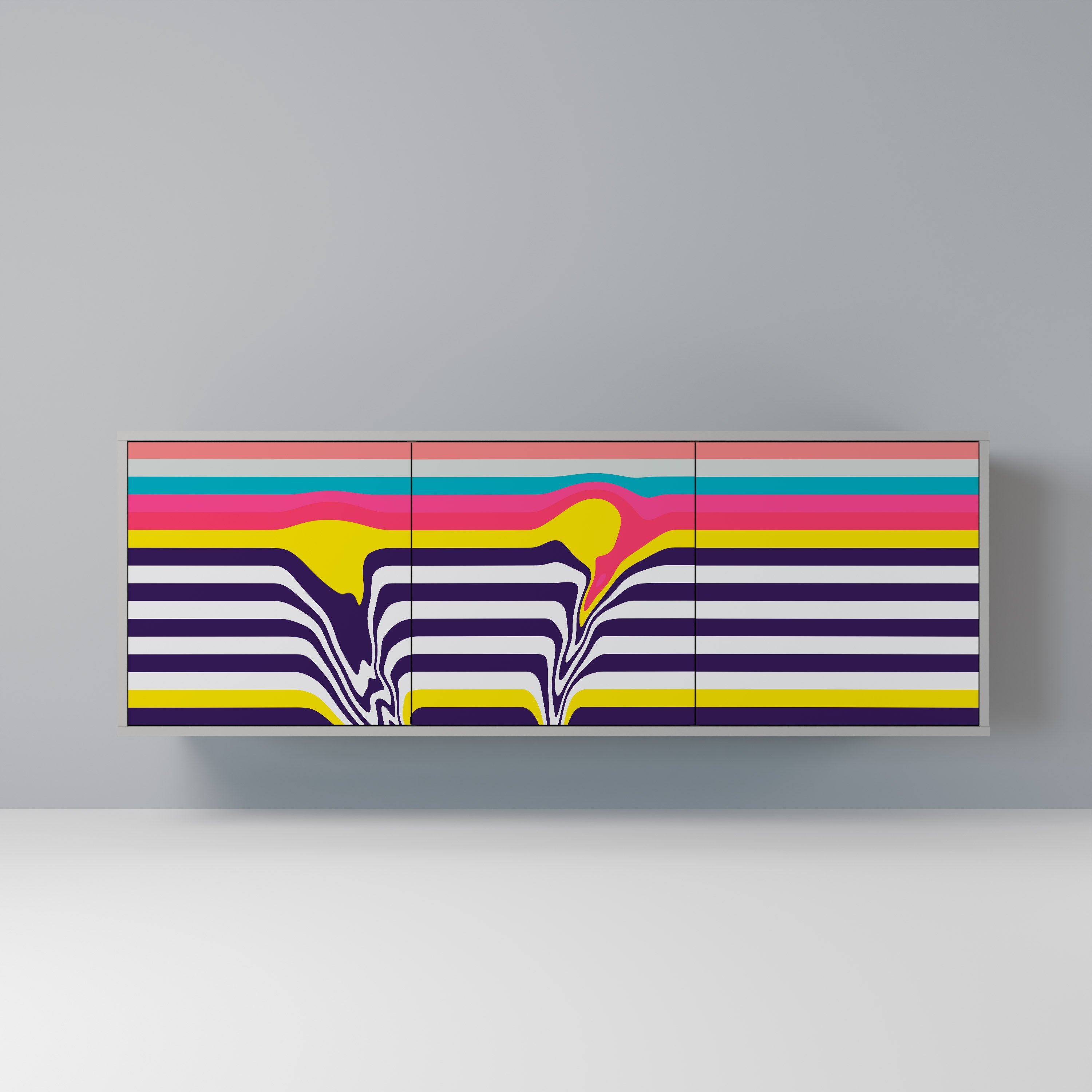 Buffet 3 portes TONE COLLAPSE finition grise