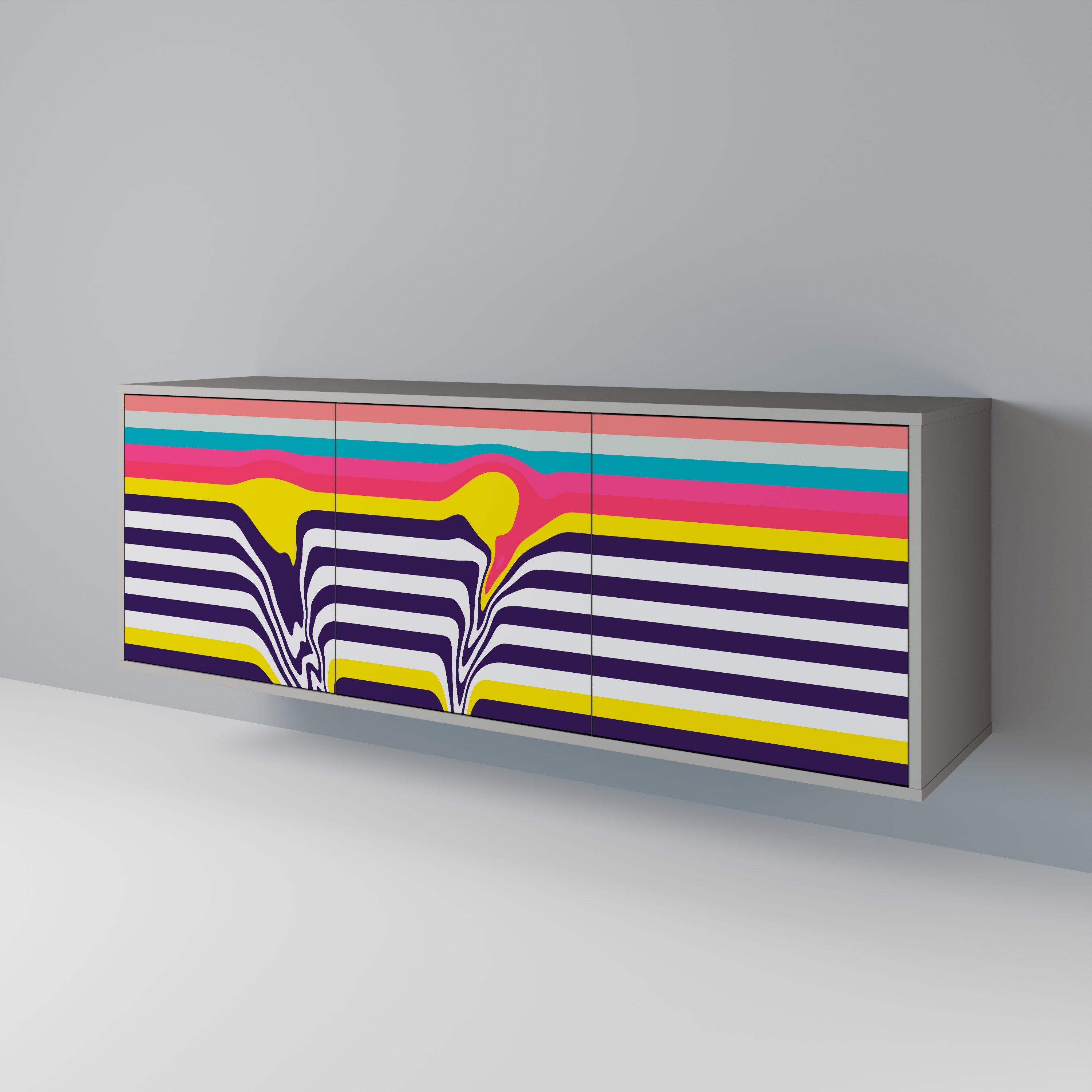 Buffet 3 portes TONE COLLAPSE finition grise