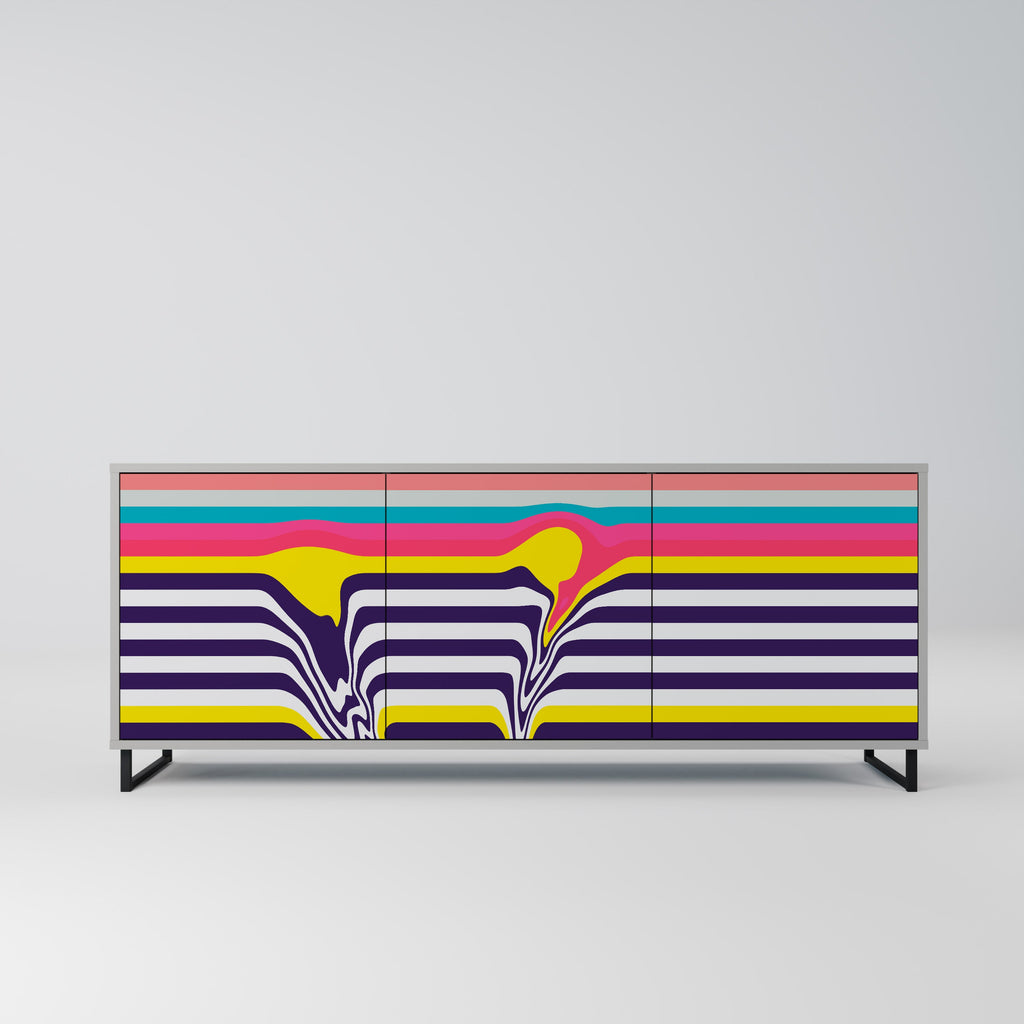 Buffet 3 portes TONE COLLAPSE finition grise