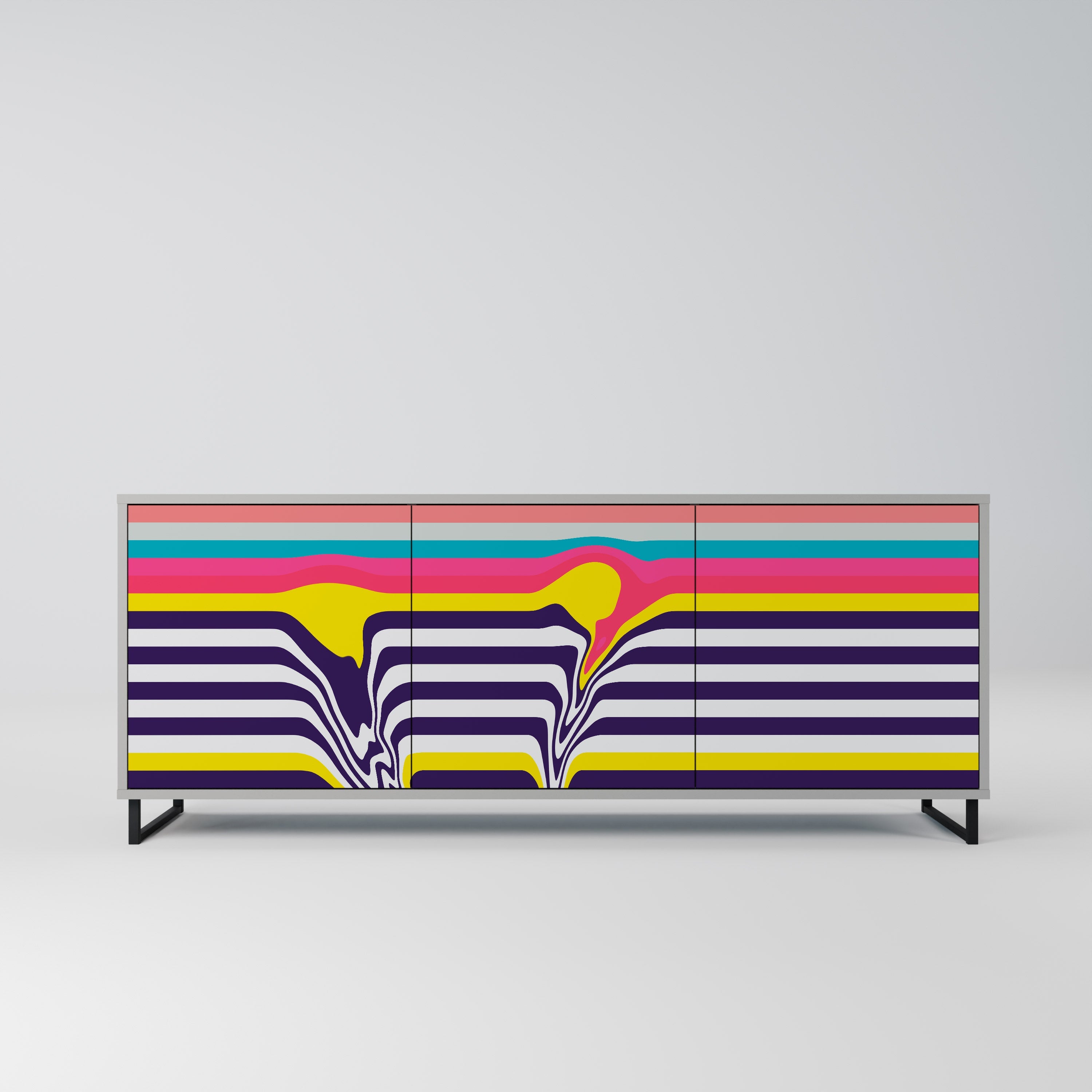 Buffet 3 portes TONE COLLAPSE finition grise