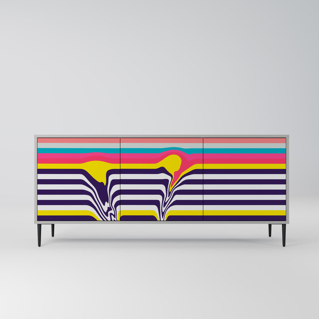 Buffet 3 portes TONE COLLAPSE finition grise