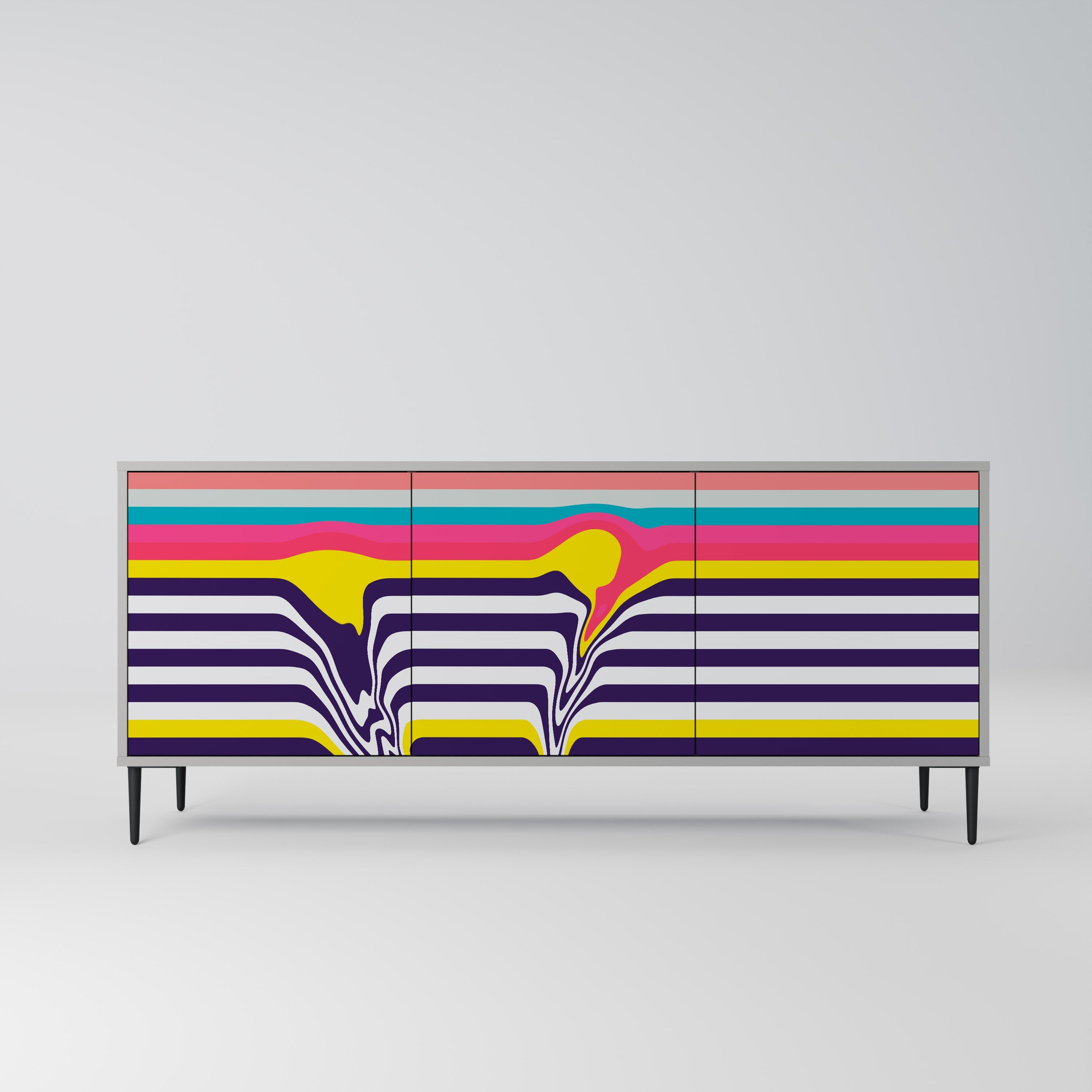 Buffet 3 portes TONE COLLAPSE finition grise