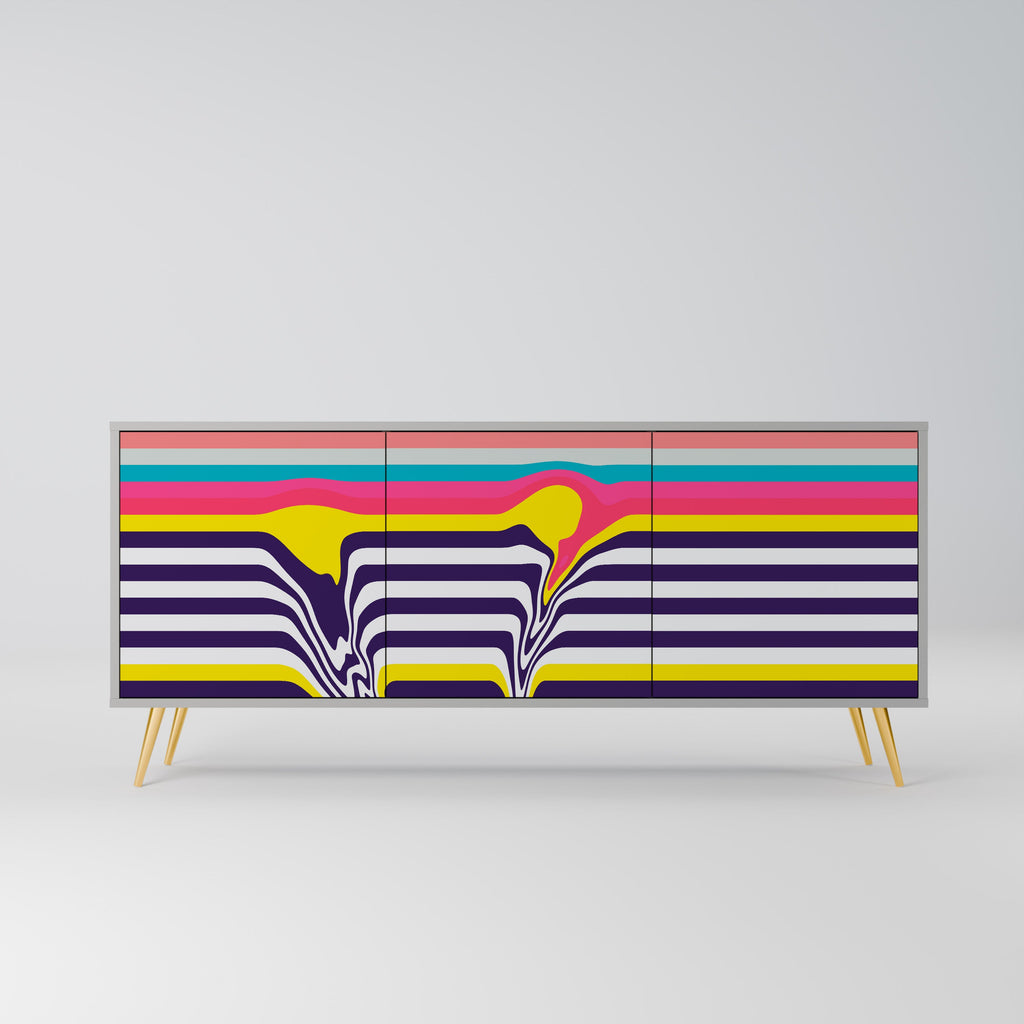 Buffet 3 portes TONE COLLAPSE finition grise