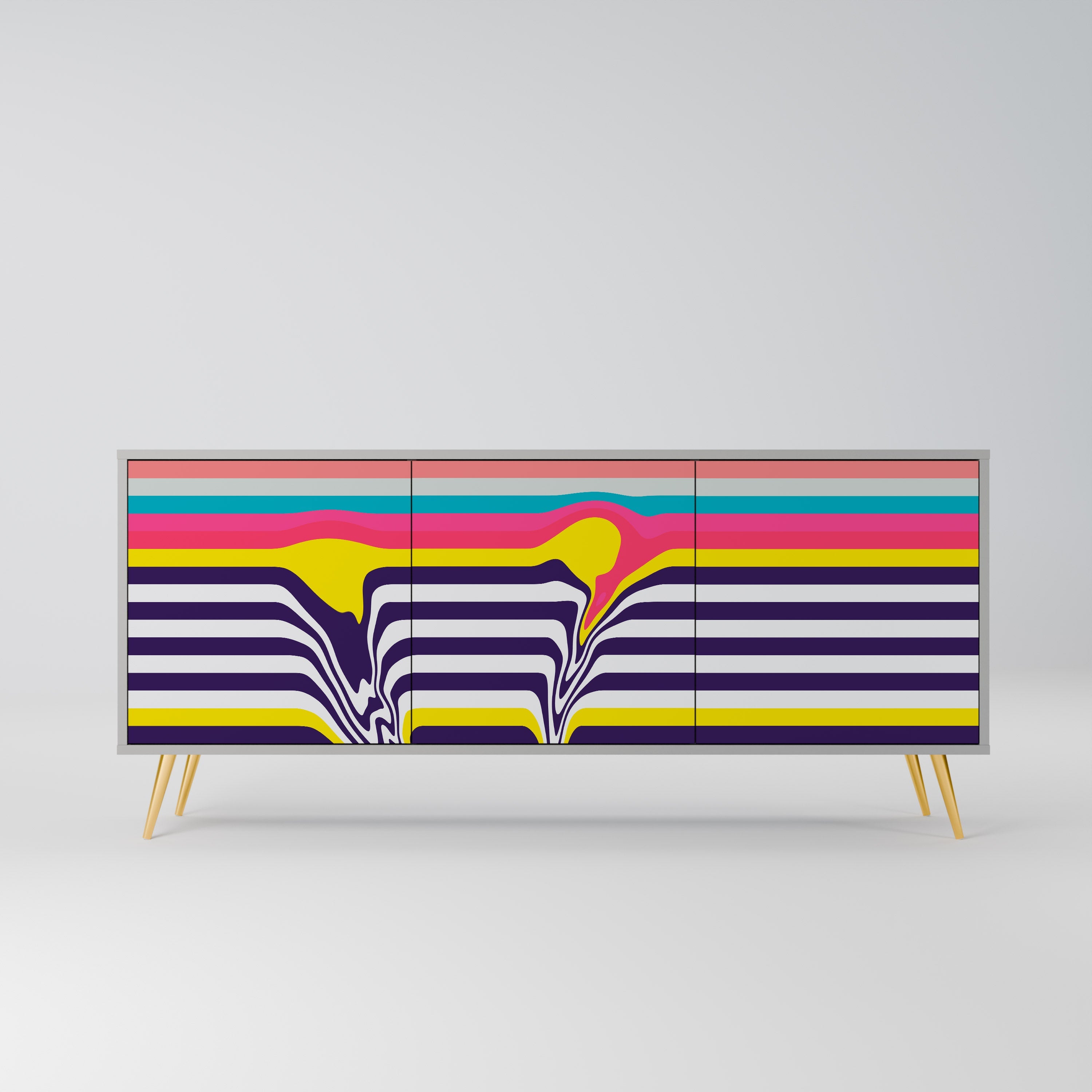 Buffet 3 portes TONE COLLAPSE finition grise