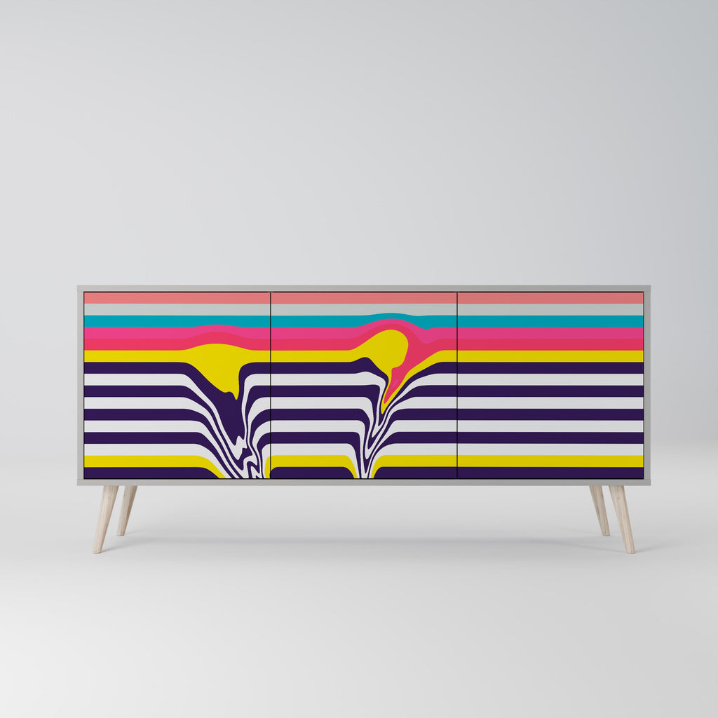 Buffet 3 portes TONE COLLAPSE finition grise