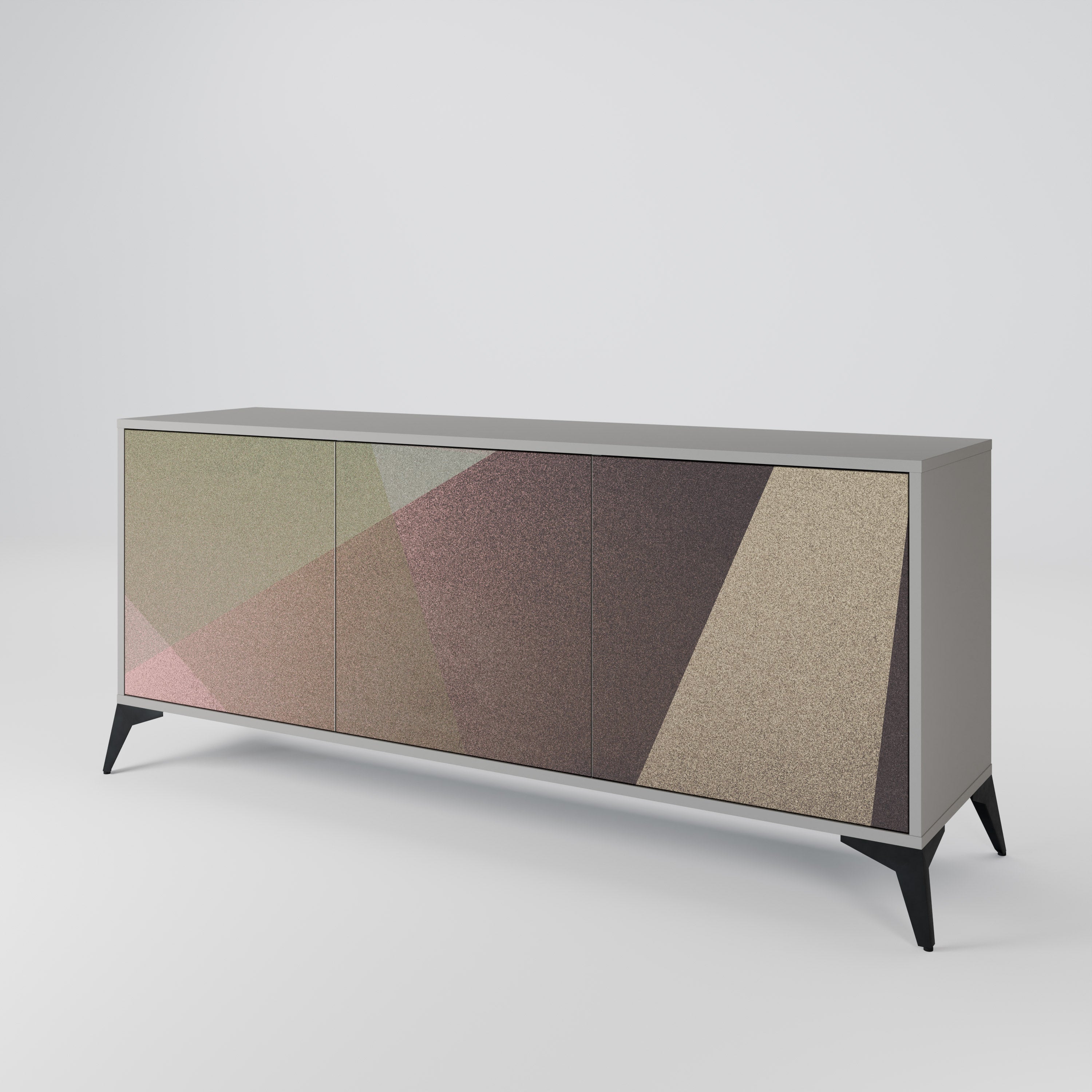 BEIGE GEOMETRY 3-Door Sideboard