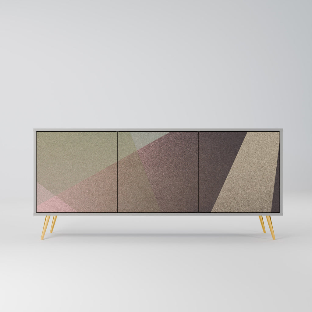 Buffet 3 portes BEIGE GEOMETRY, finition grise