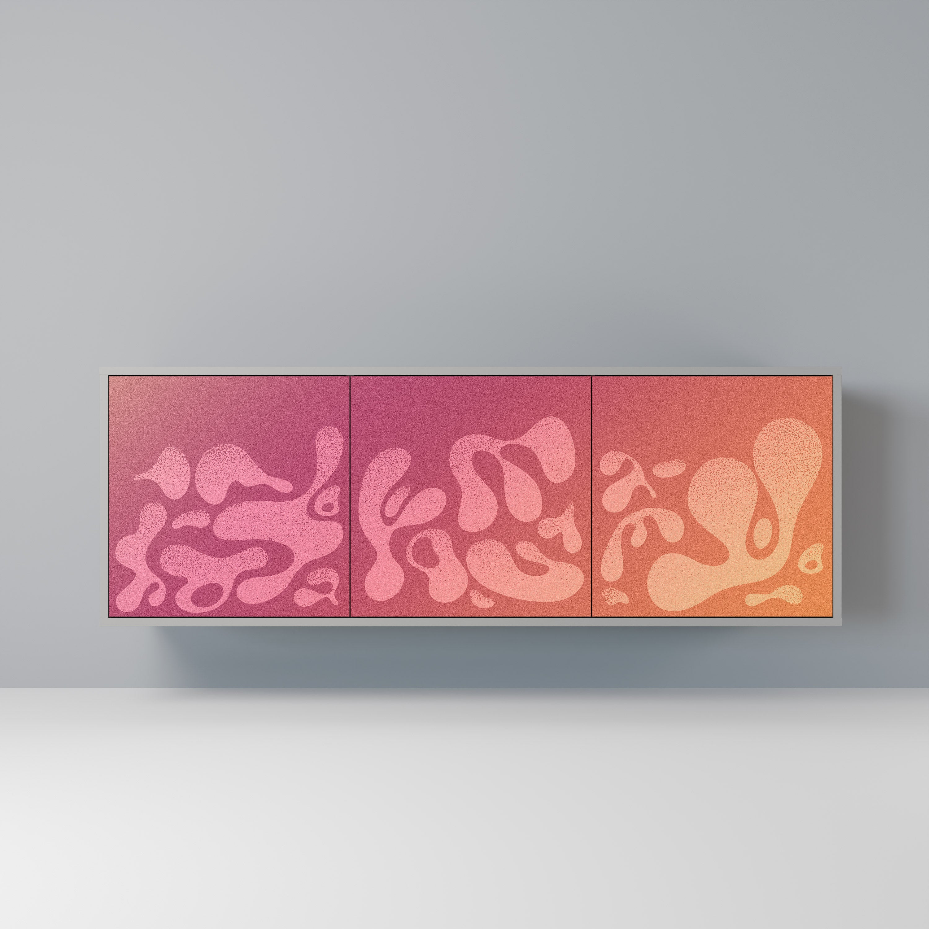 Buffet 3 portes IRREGULAR PINK finition grise