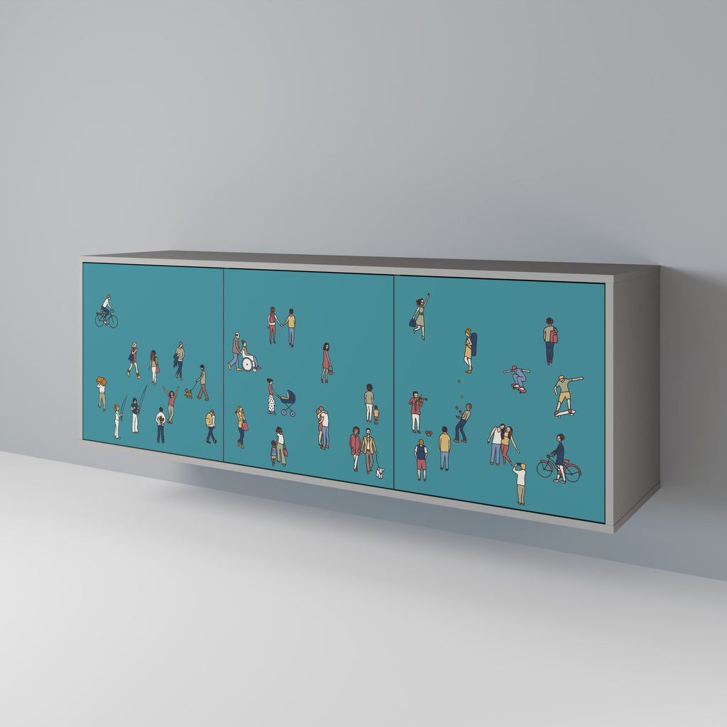 Buffet 3 portes COLLECTIVE STREAM finition grise