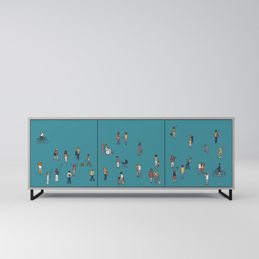 Buffet 3 portes COLLECTIVE STREAM finition grise