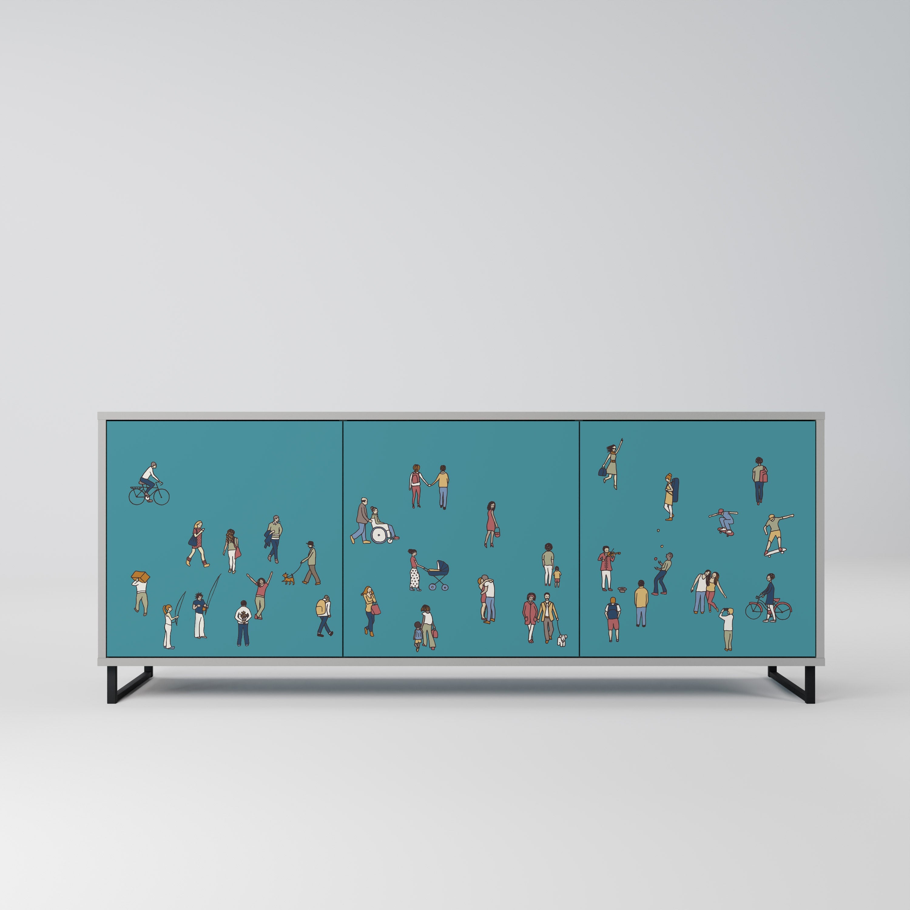 Buffet 3 portes COLLECTIVE STREAM finition grise