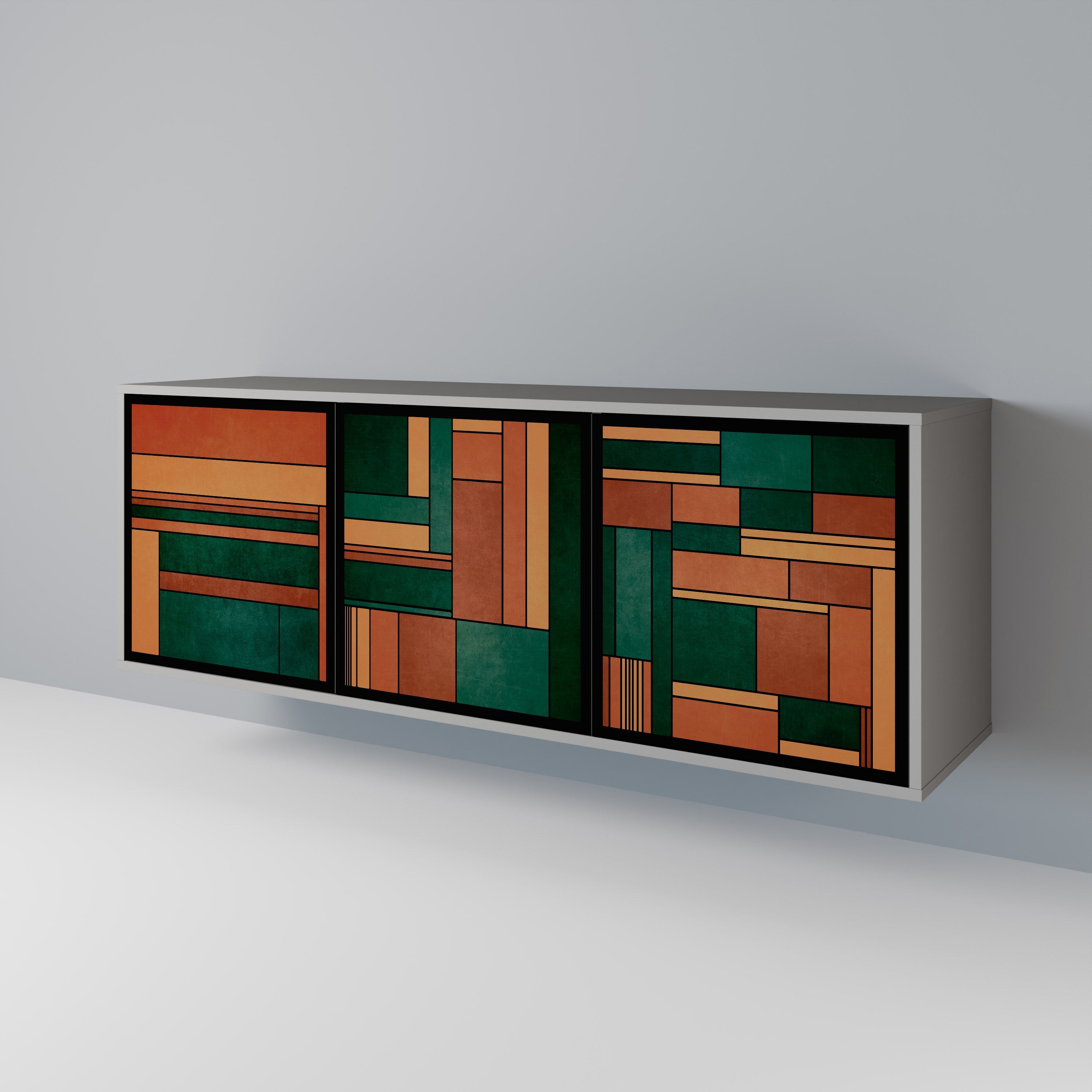 Buffet 3 portes EARTHY FIGURES en finition grise