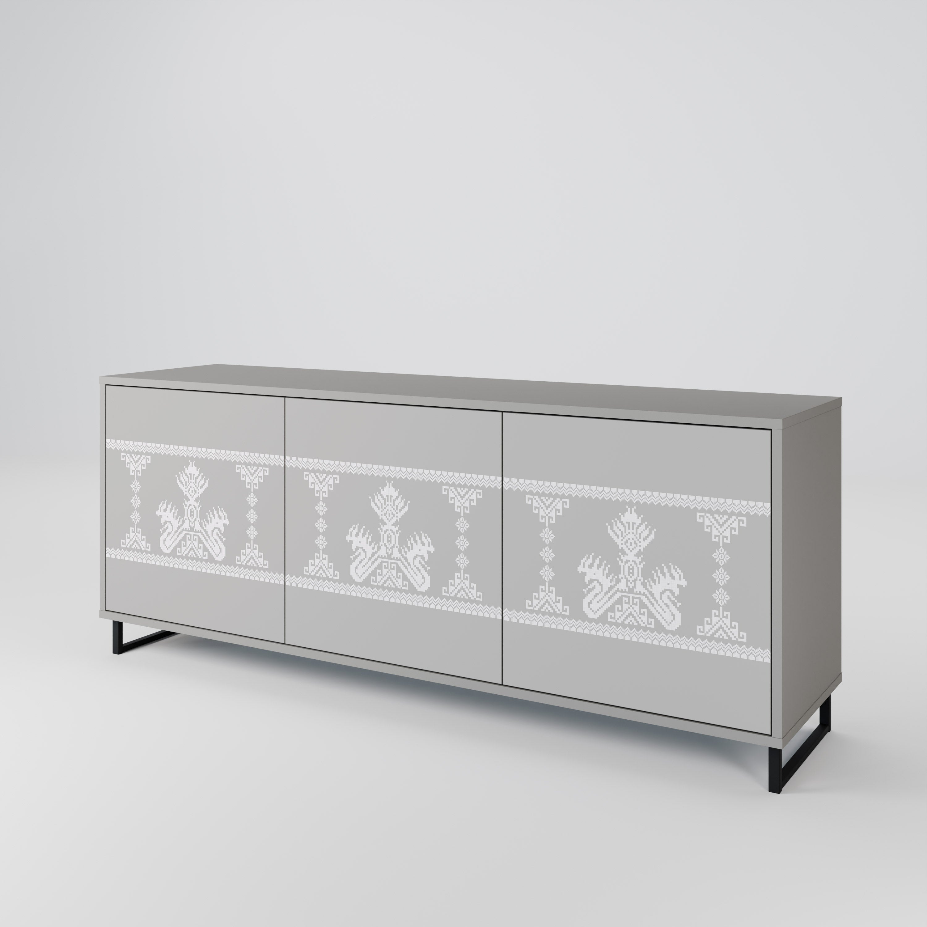 Buffet 3 portes THAI GRAY finition grise