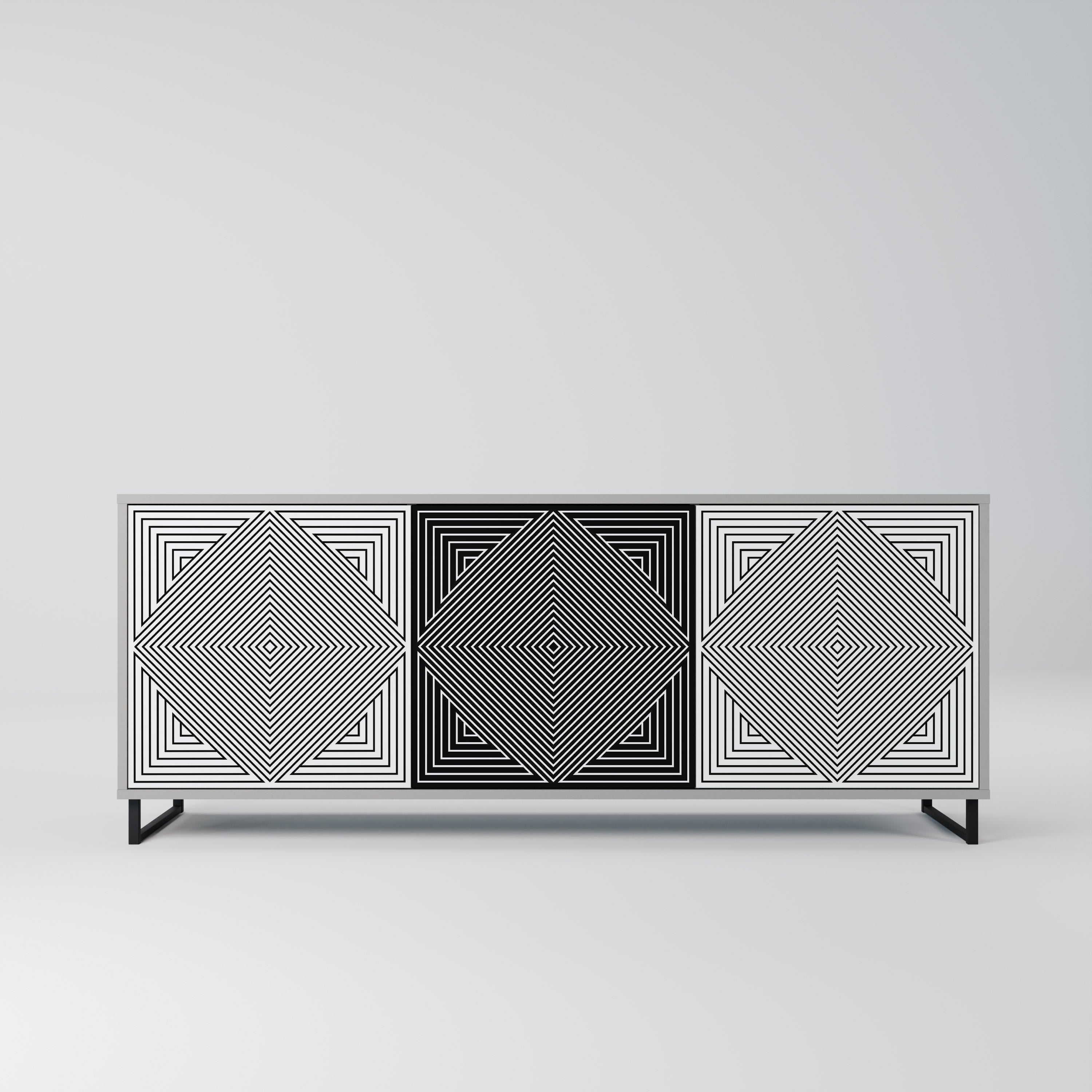 Buffet 3 portes POLYGON ILLUSION finition grise