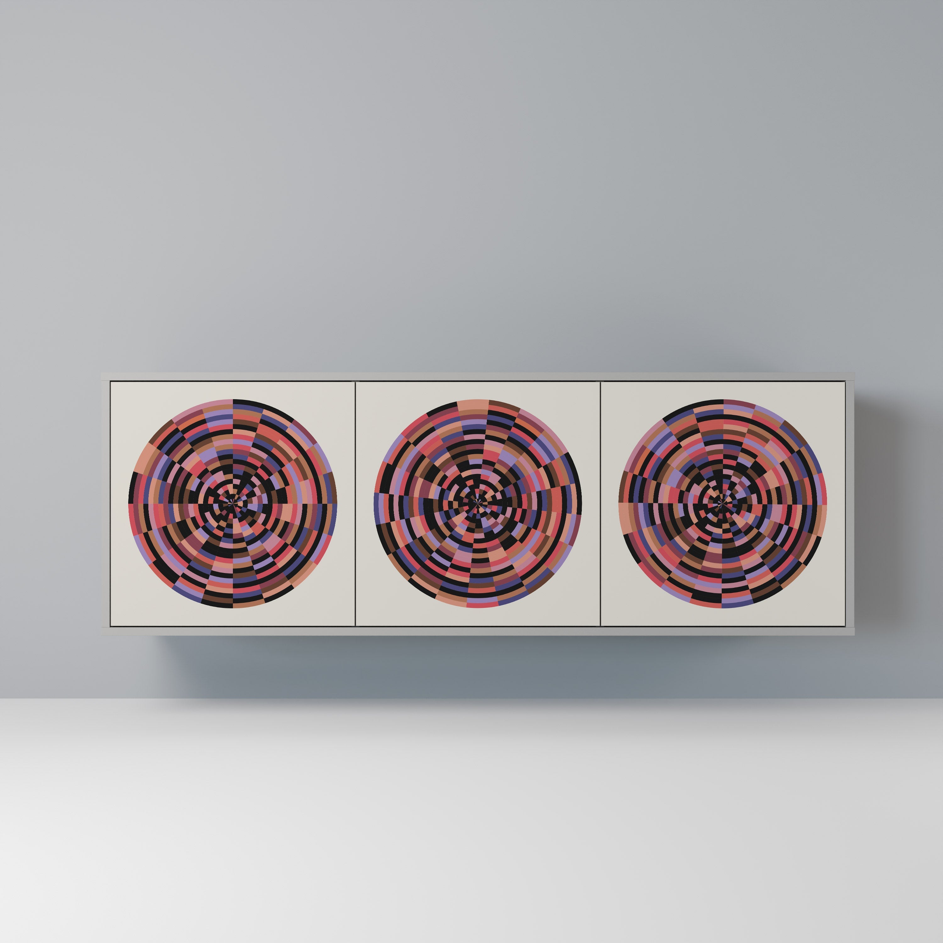 Buffet 3 portes BROWN CIRCLES finition grise