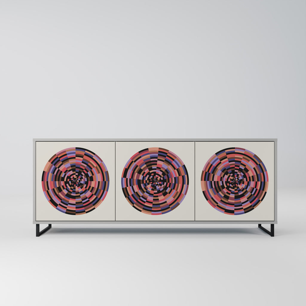 Buffet 3 portes BROWN CIRCLES finition grise