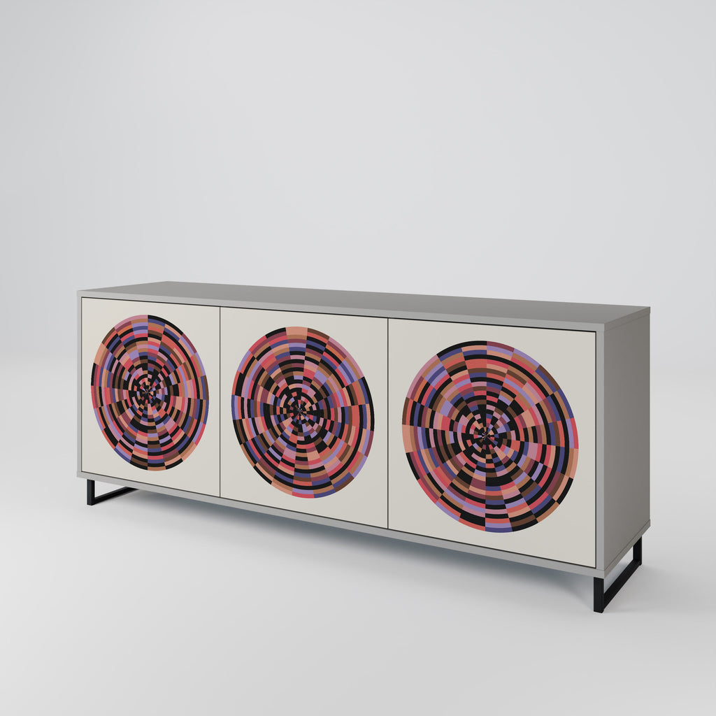 Buffet 3 portes BROWN CIRCLES finition grise