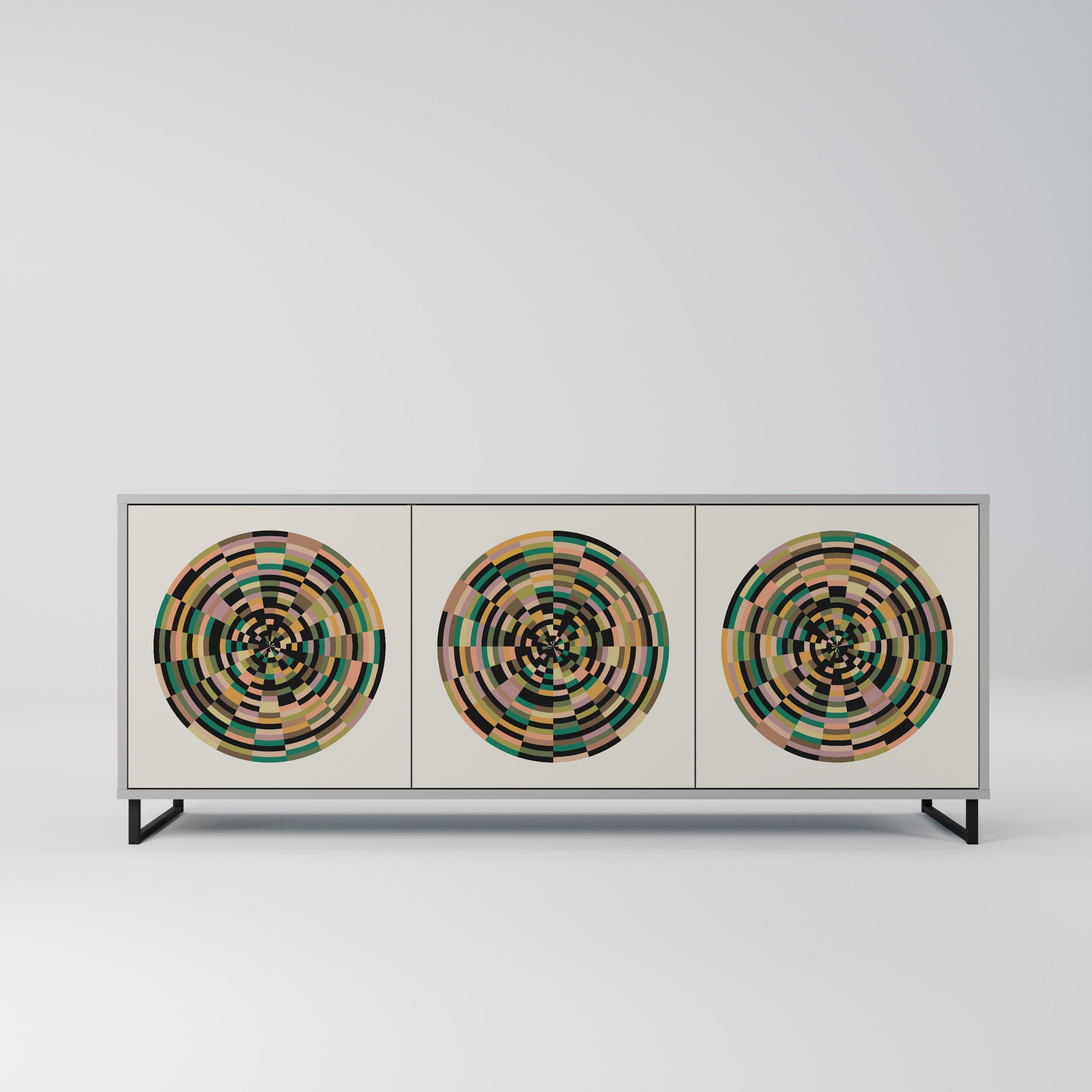 Buffet 3 portes GREEN CIRCLES finition grise