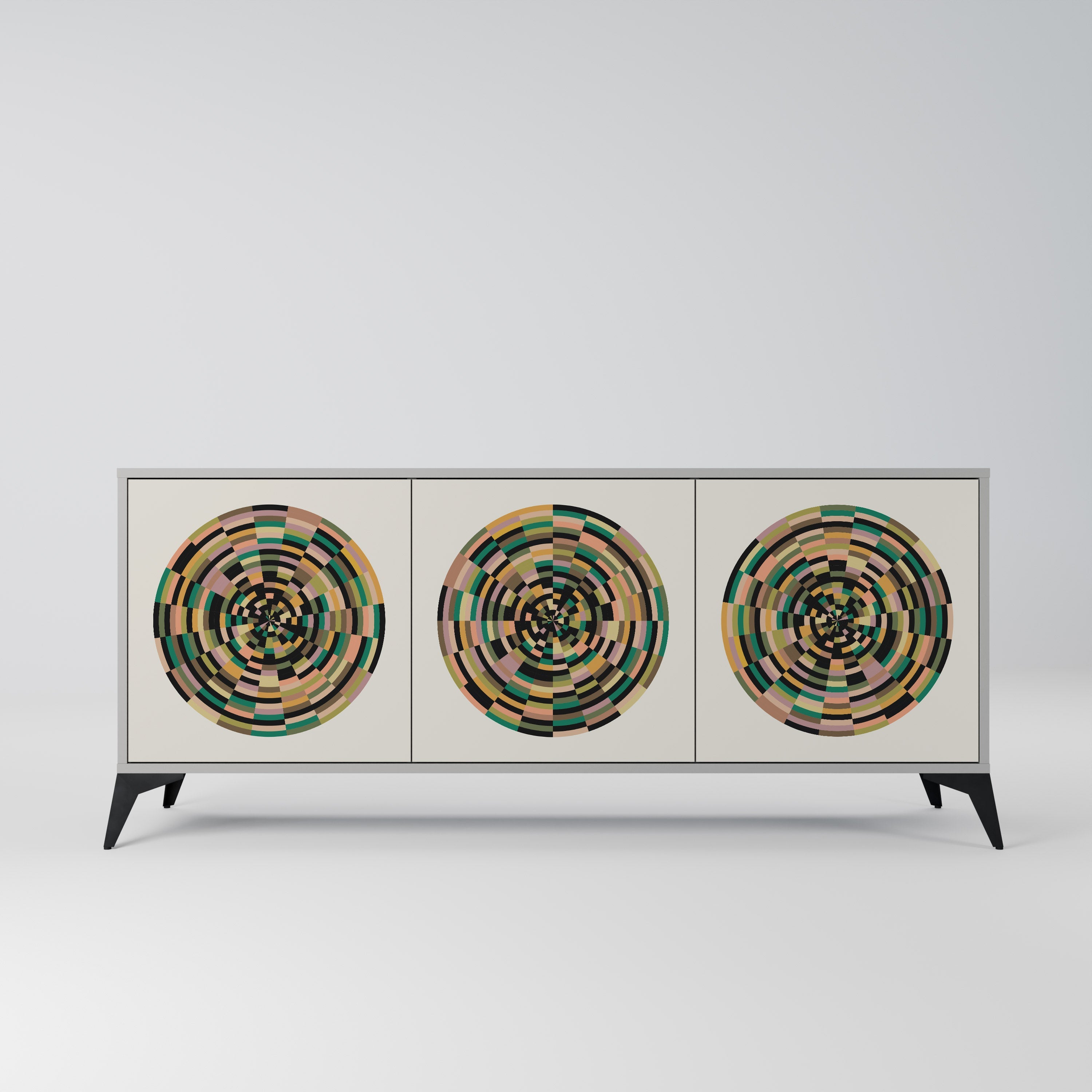 Buffet 3 portes GREEN CIRCLES finition grise