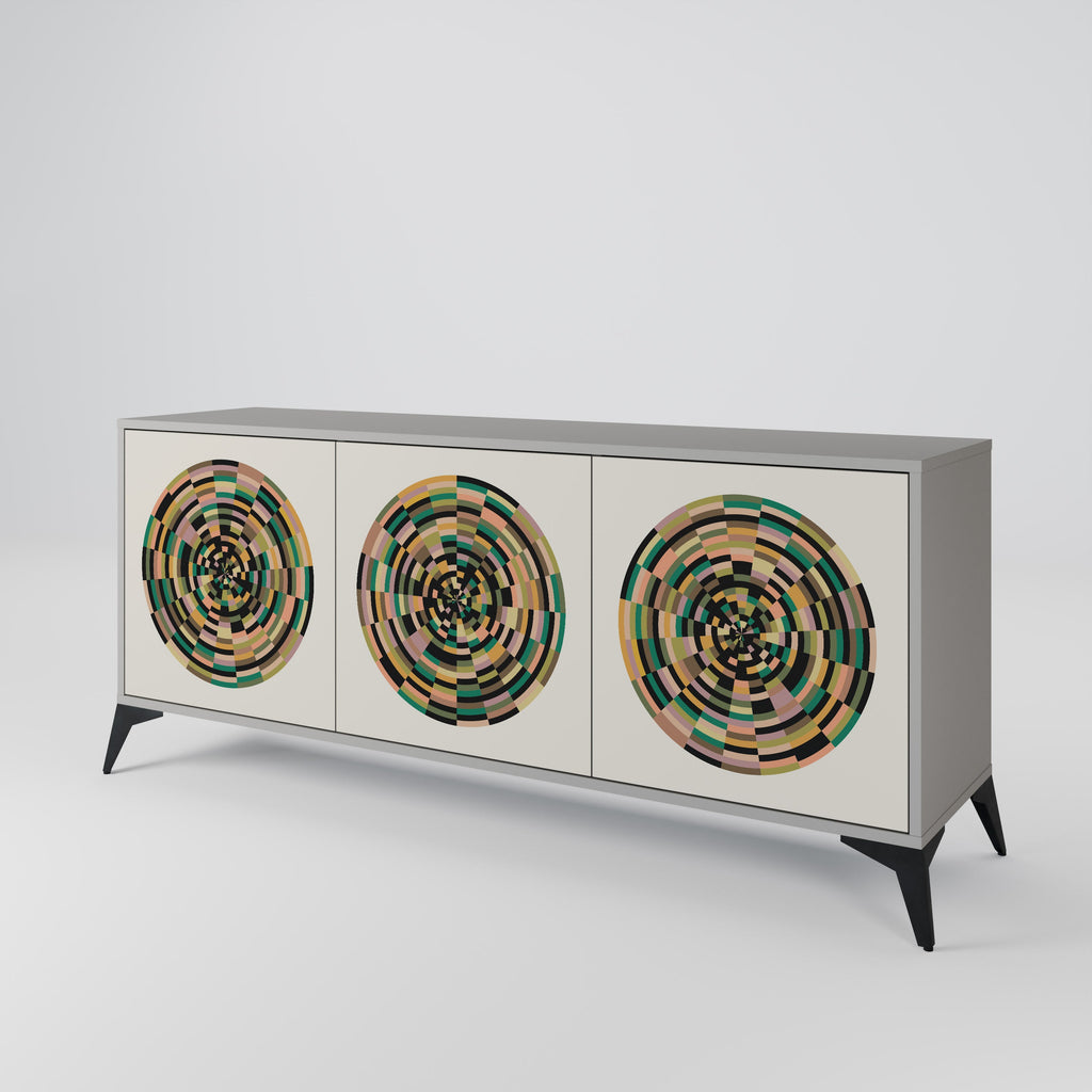 Buffet 3 portes GREEN CIRCLES finition grise