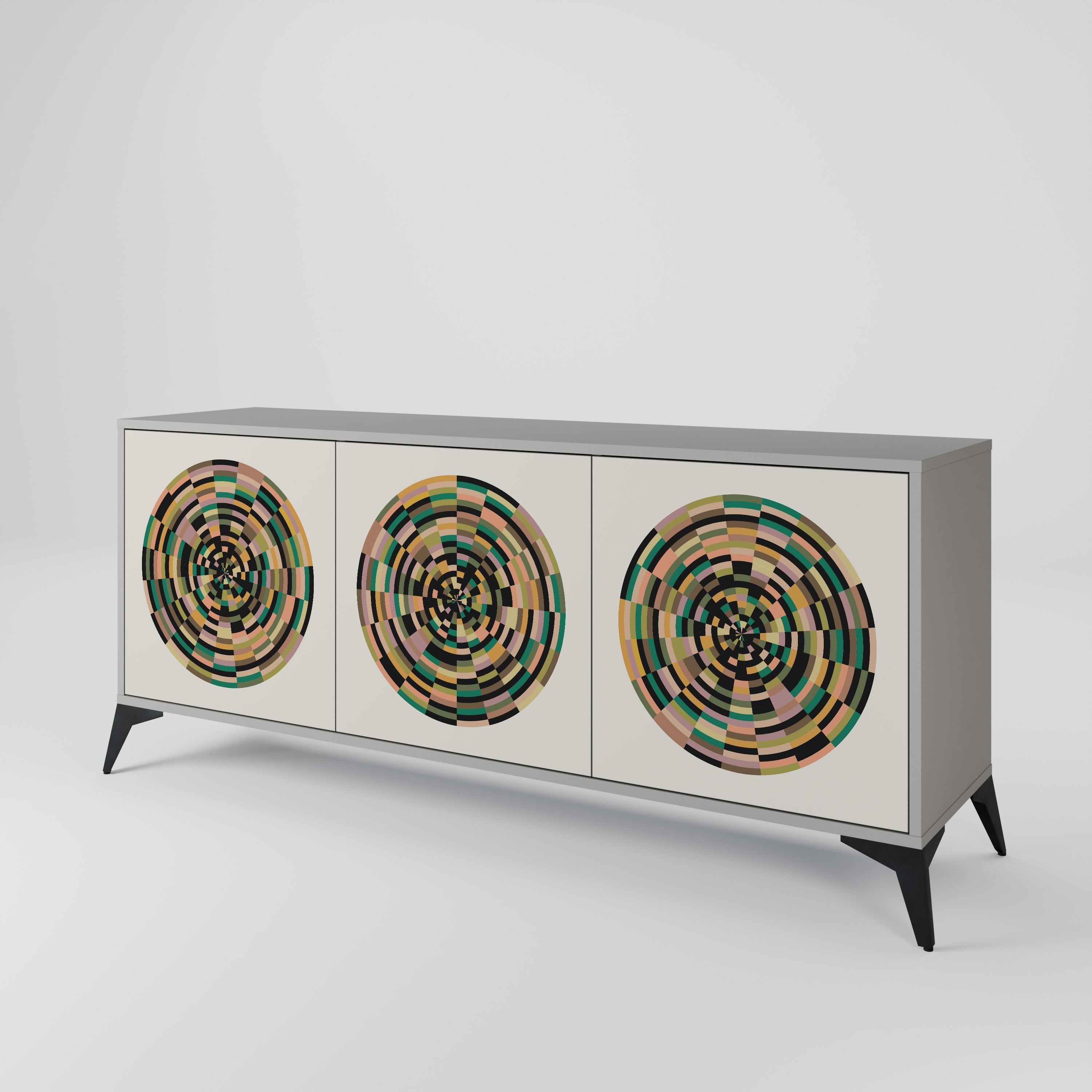 Buffet 3 portes GREEN CIRCLES finition grise