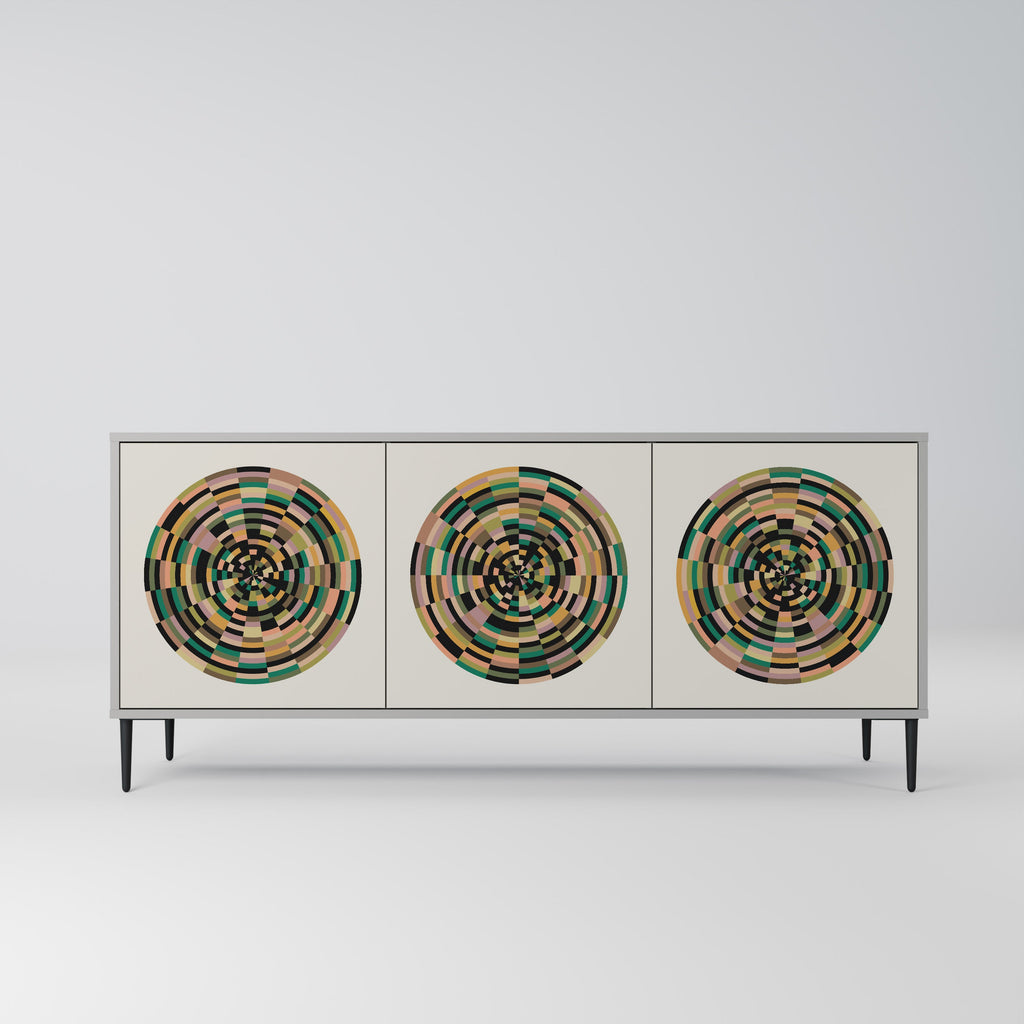 Buffet 3 portes GREEN CIRCLES finition grise