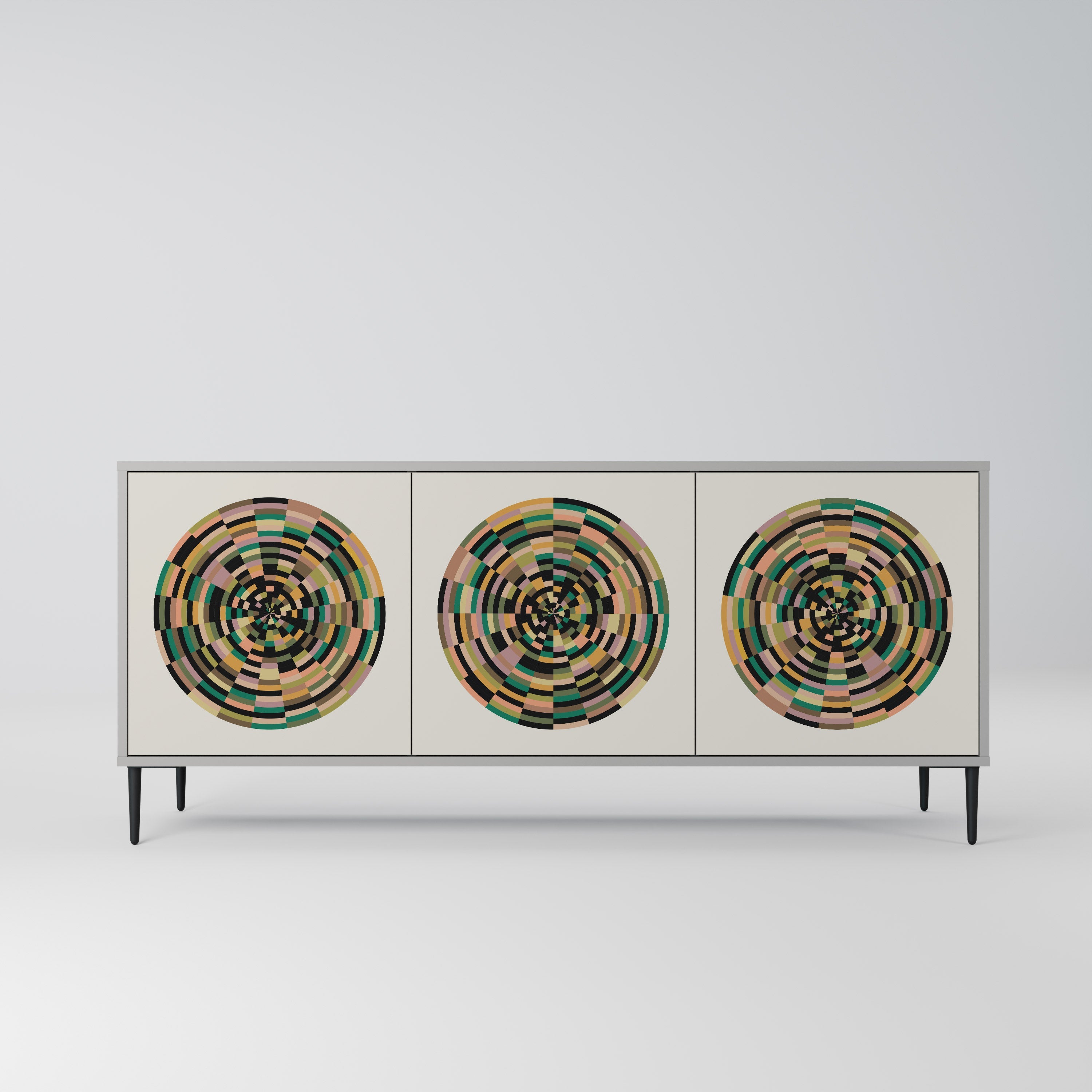 Buffet 3 portes GREEN CIRCLES finition grise