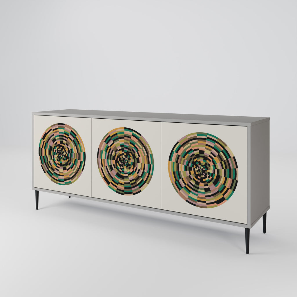 Buffet 3 portes GREEN CIRCLES finition grise
