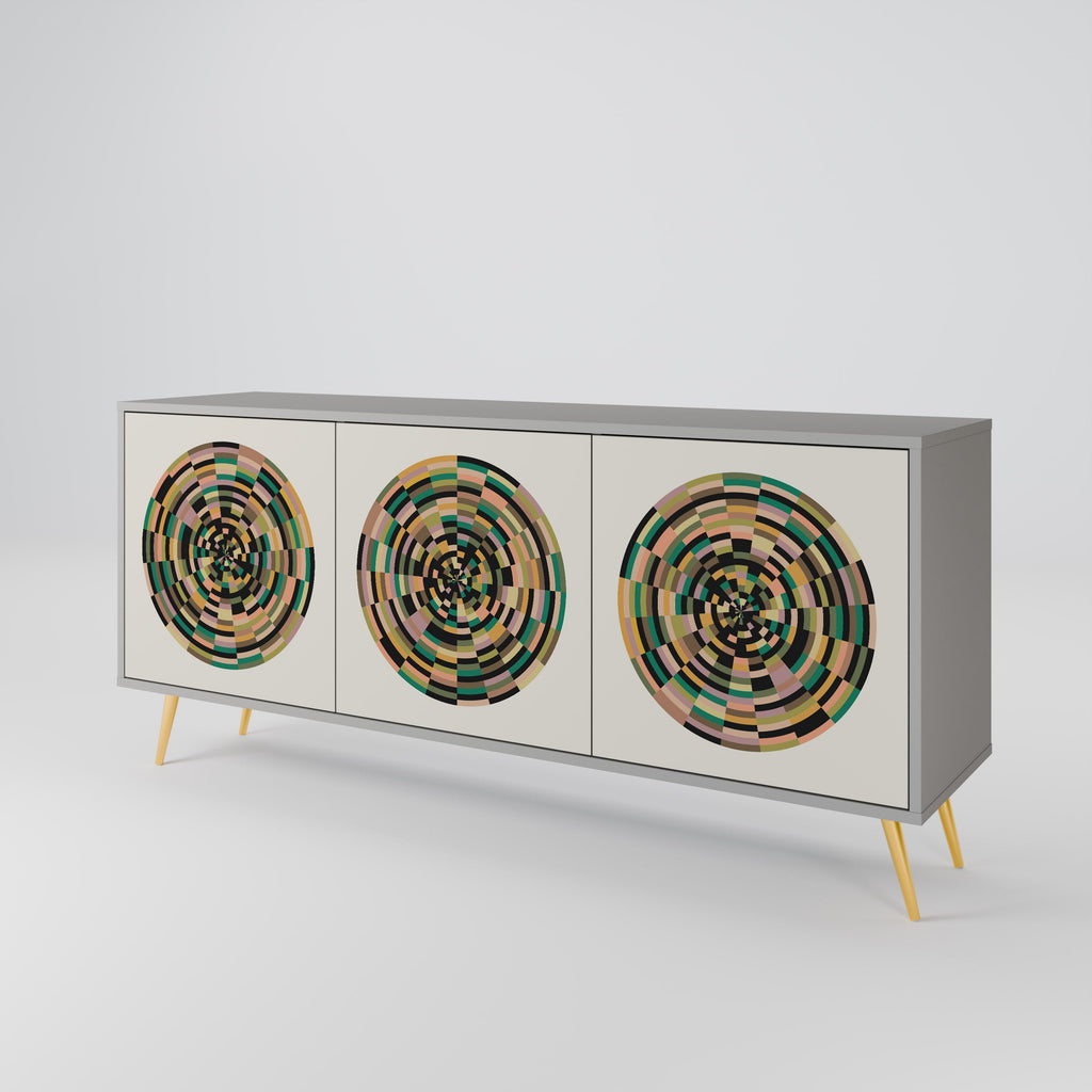 Buffet 3 portes GREEN CIRCLES finition grise