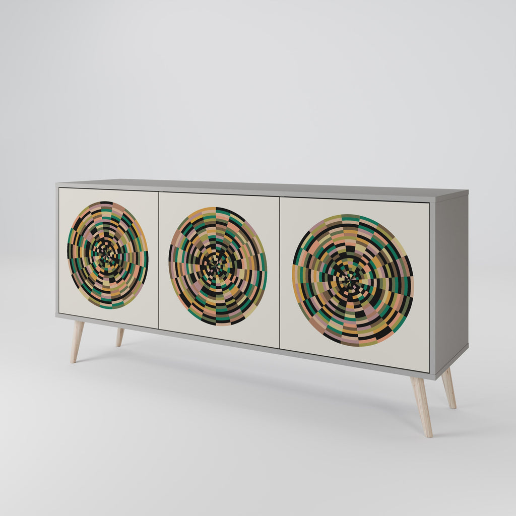 Buffet 3 portes GREEN CIRCLES finition grise