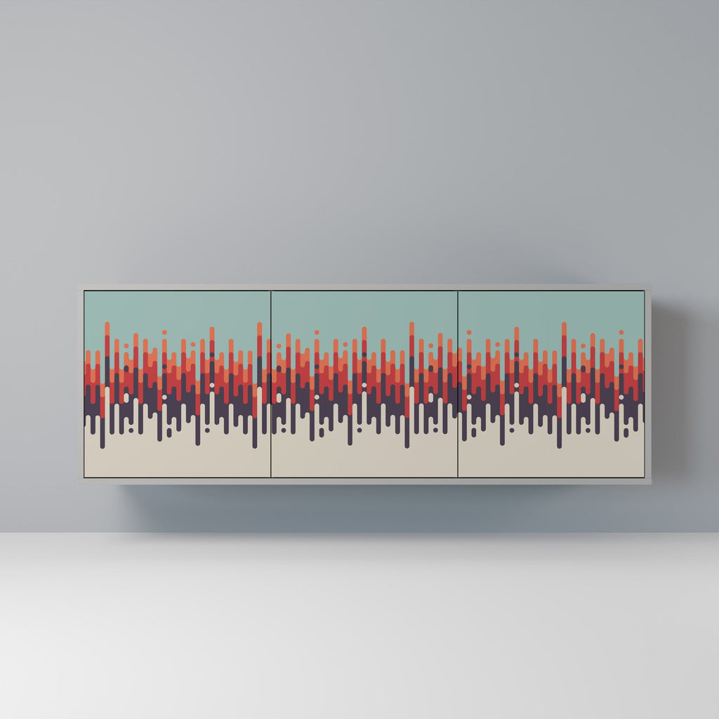 Buffet 3 portes CHROMA CONTOURS finition grise