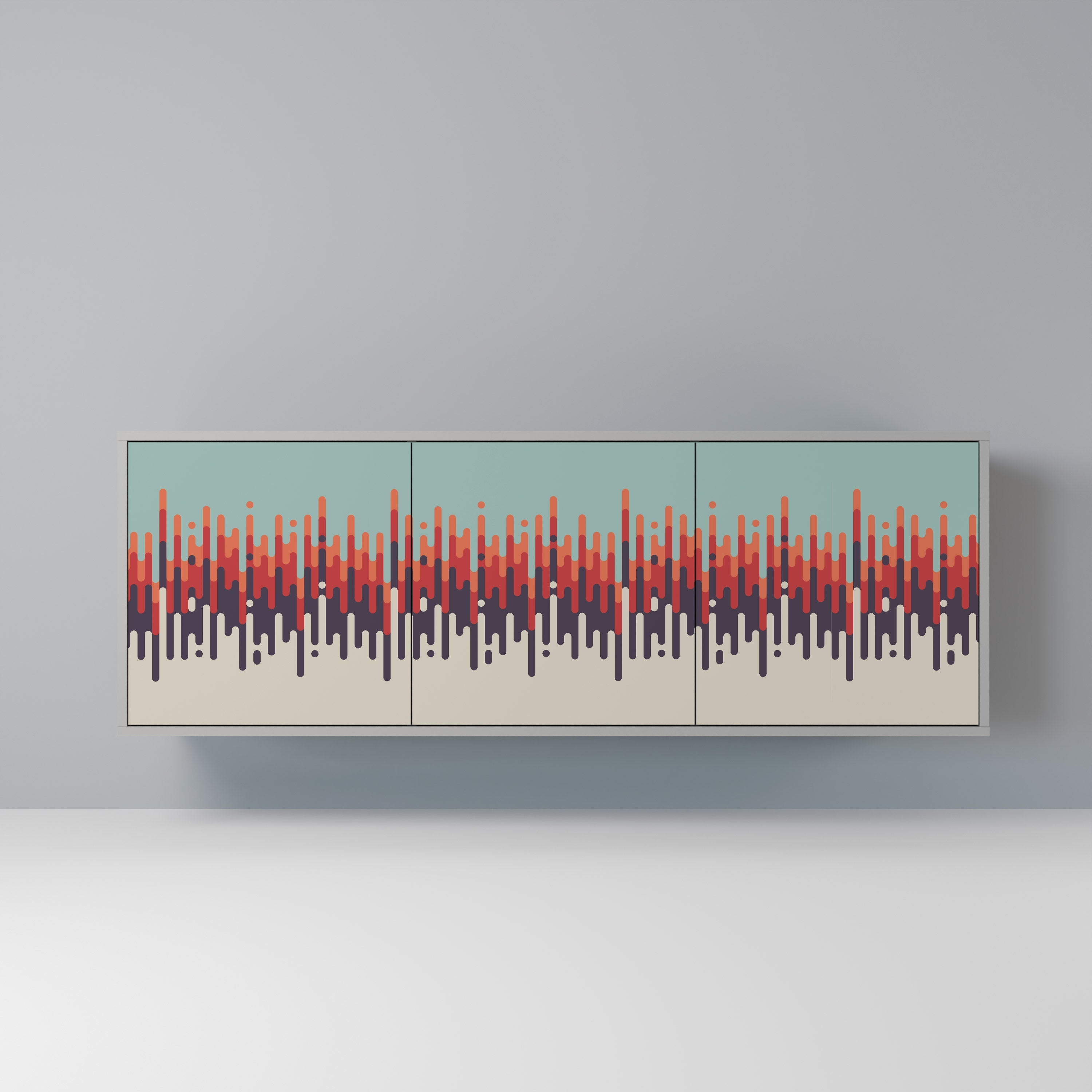 Buffet 3 portes CHROMA CONTOURS finition grise