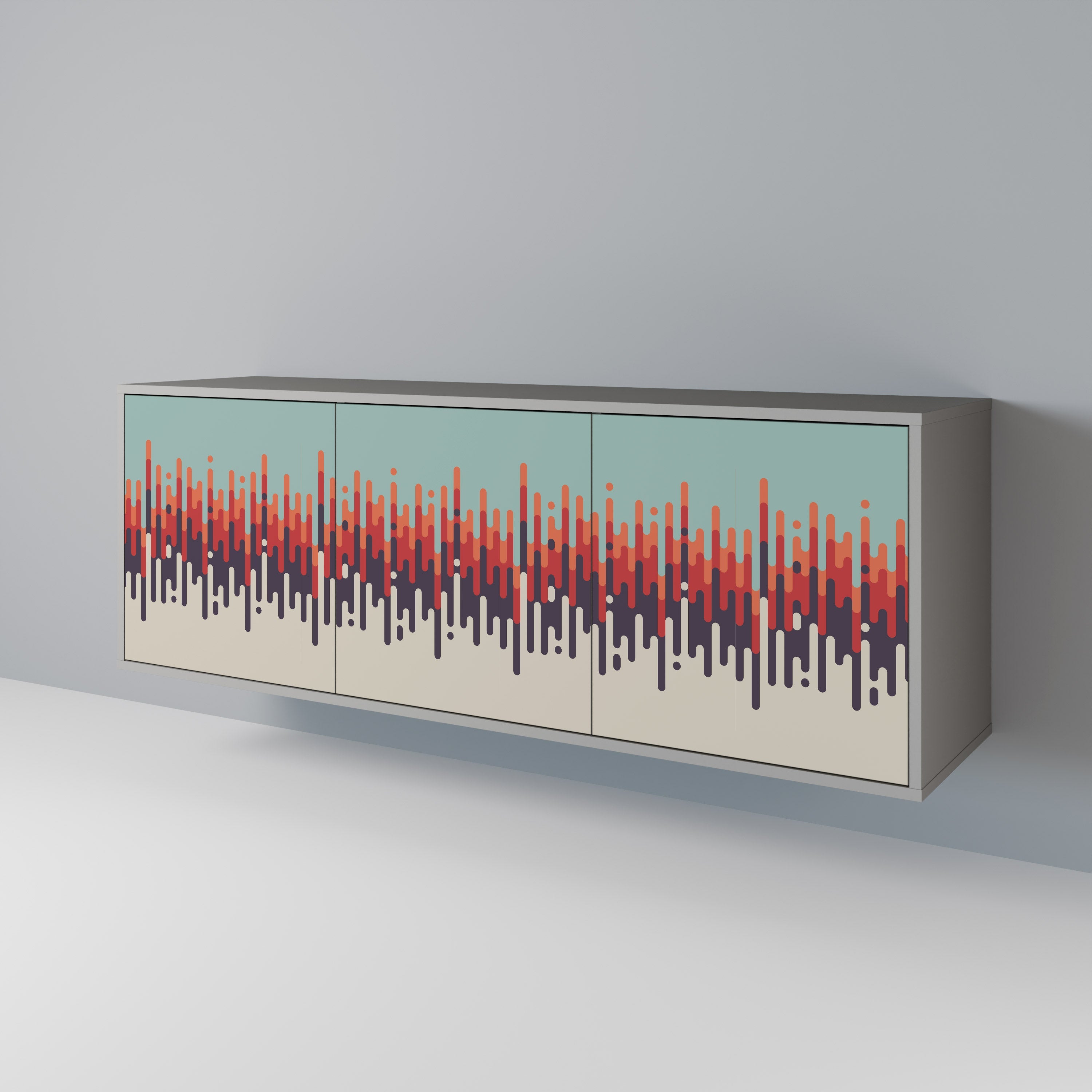 Buffet 3 portes CHROMA CONTOURS finition grise