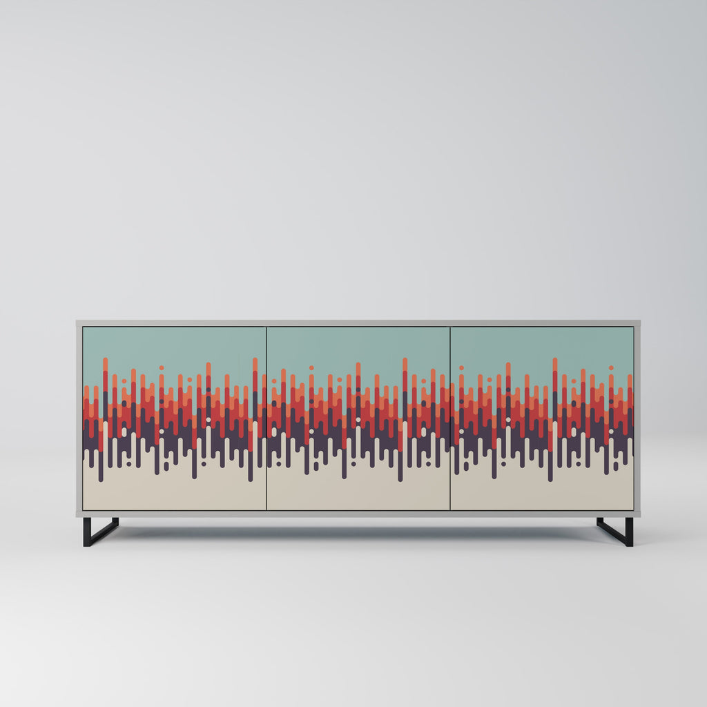 Buffet 3 portes CHROMA CONTOURS finition grise