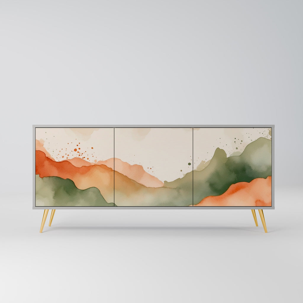 Buffet 3 portes WATERCOLOUR PEAKS en finition grise