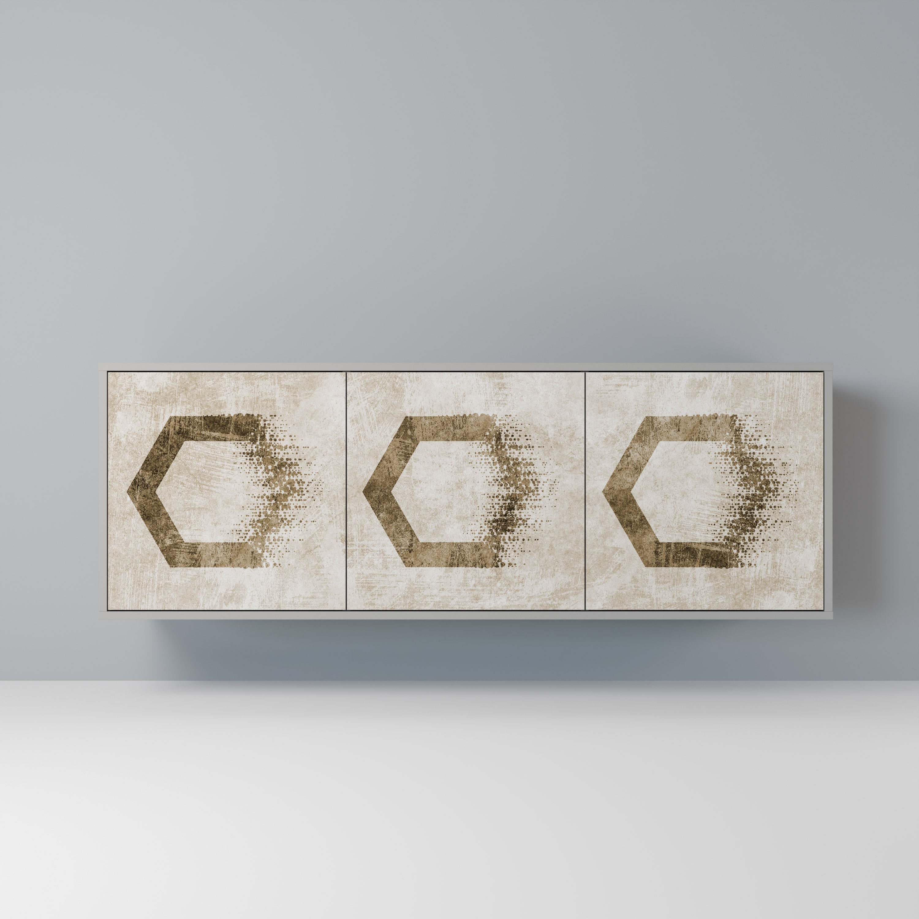 Buffet 3 portes HEXAGONAL SHAPES en finition grise