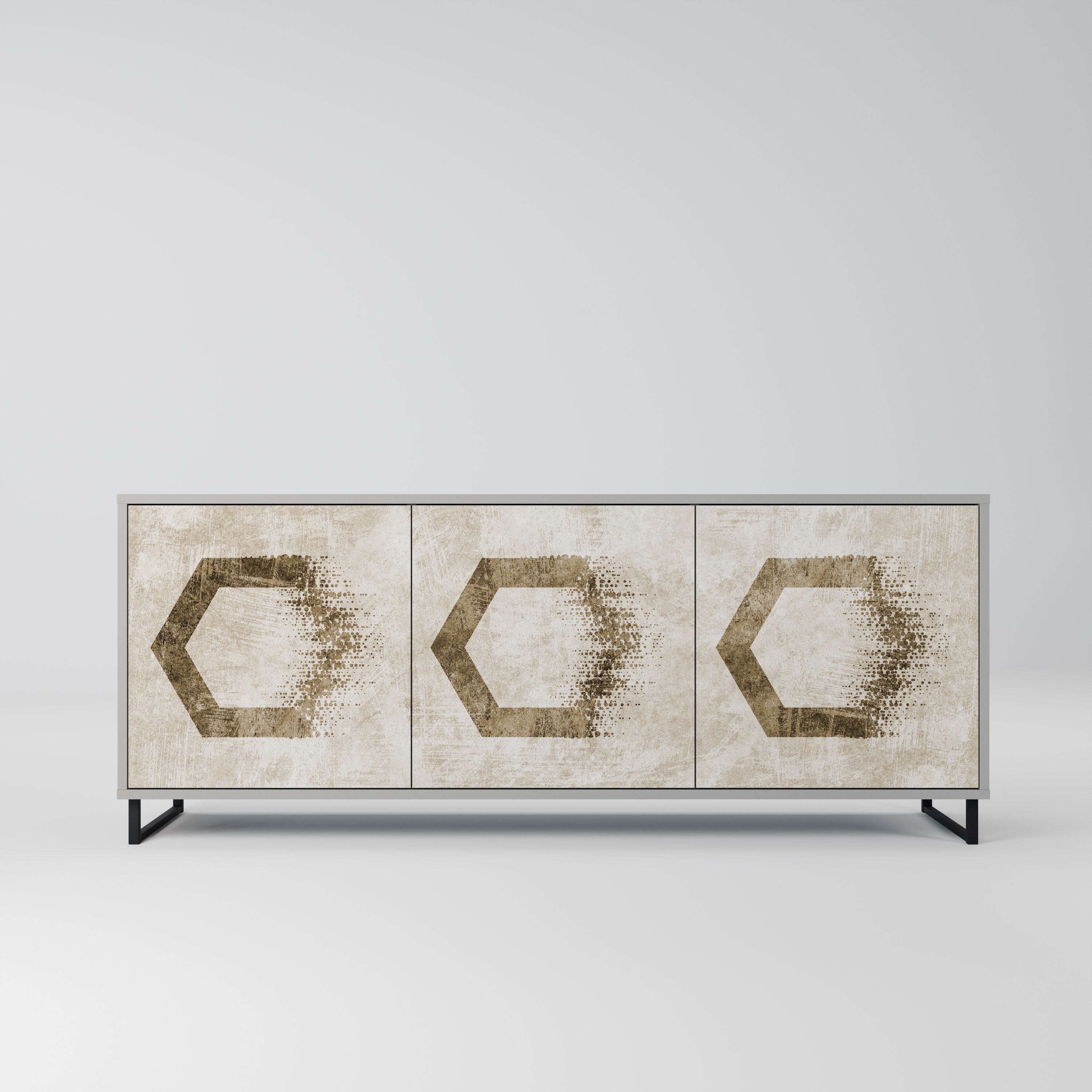 Buffet 3 portes HEXAGONAL SHAPES en finition grise