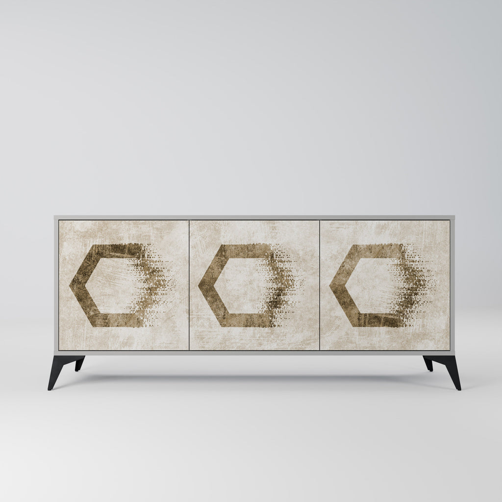Buffet 3 portes HEXAGONAL SHAPES en finition grise