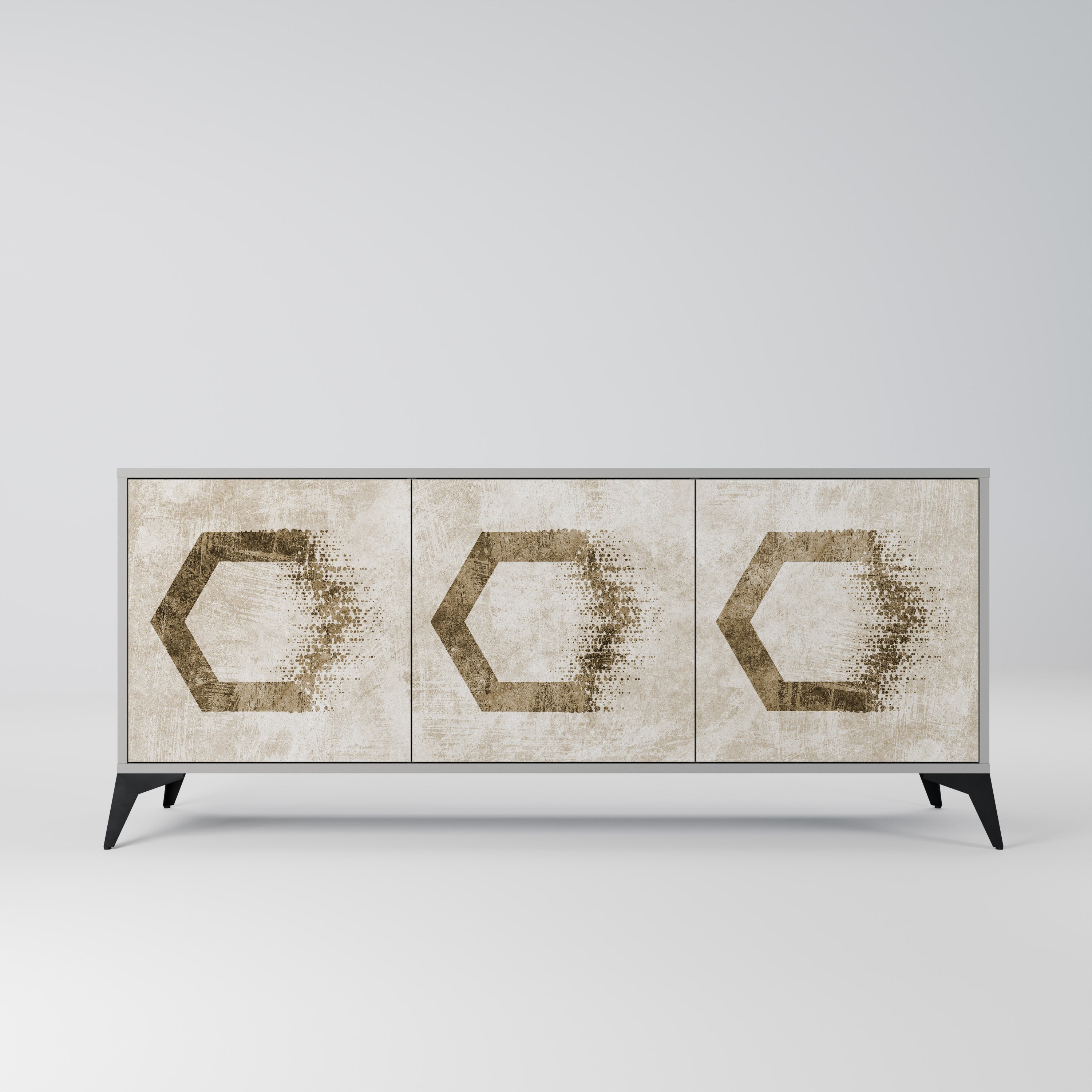Buffet 3 portes HEXAGONAL SHAPES en finition grise