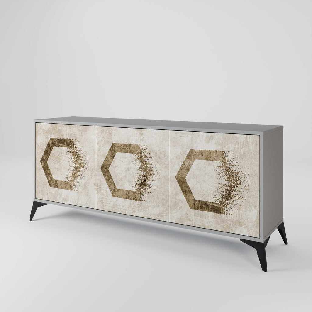 Buffet 3 portes HEXAGONAL SHAPES en finition grise