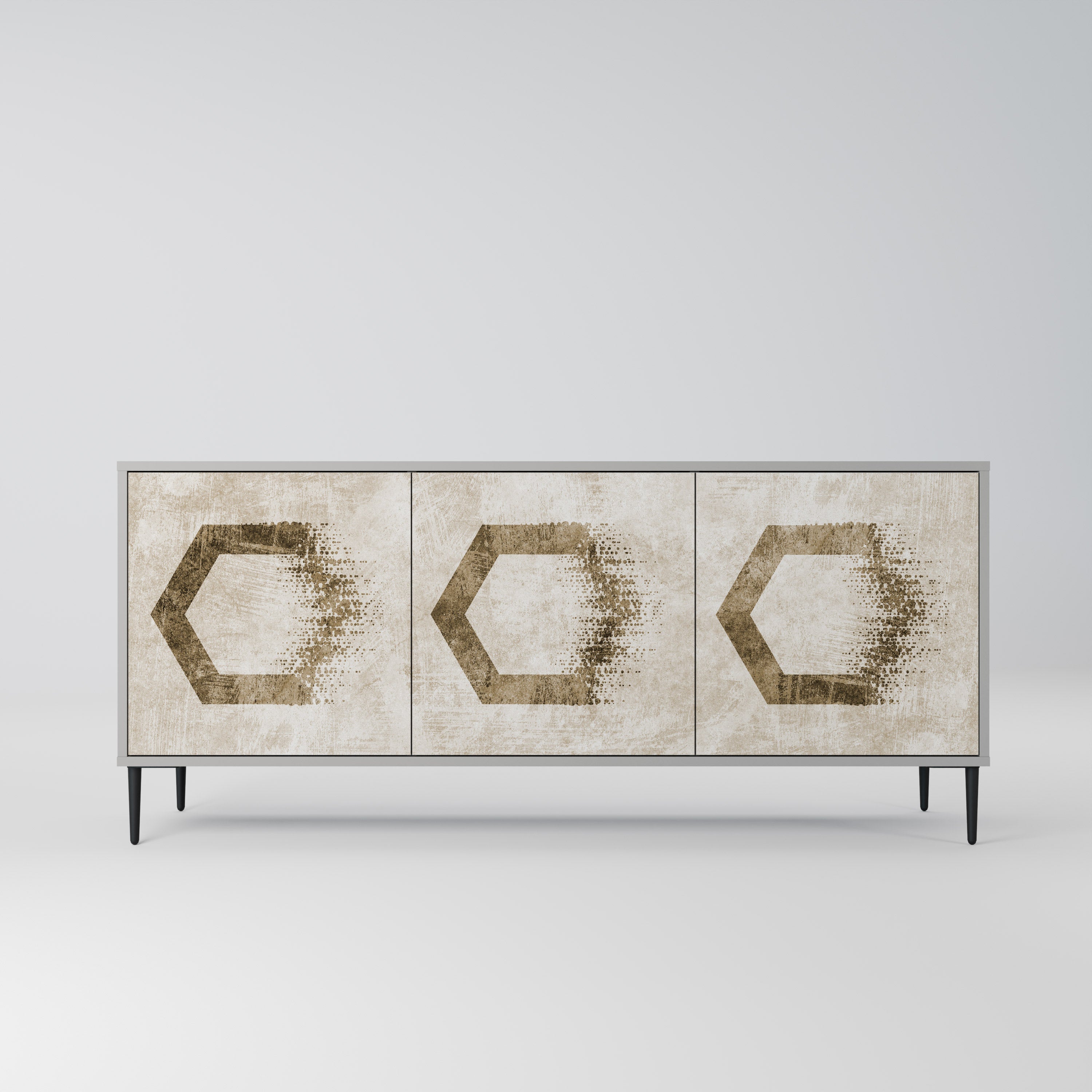 Buffet 3 portes HEXAGONAL SHAPES en finition grise