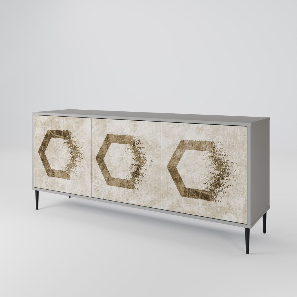 Buffet 3 portes HEXAGONAL SHAPES en finition grise