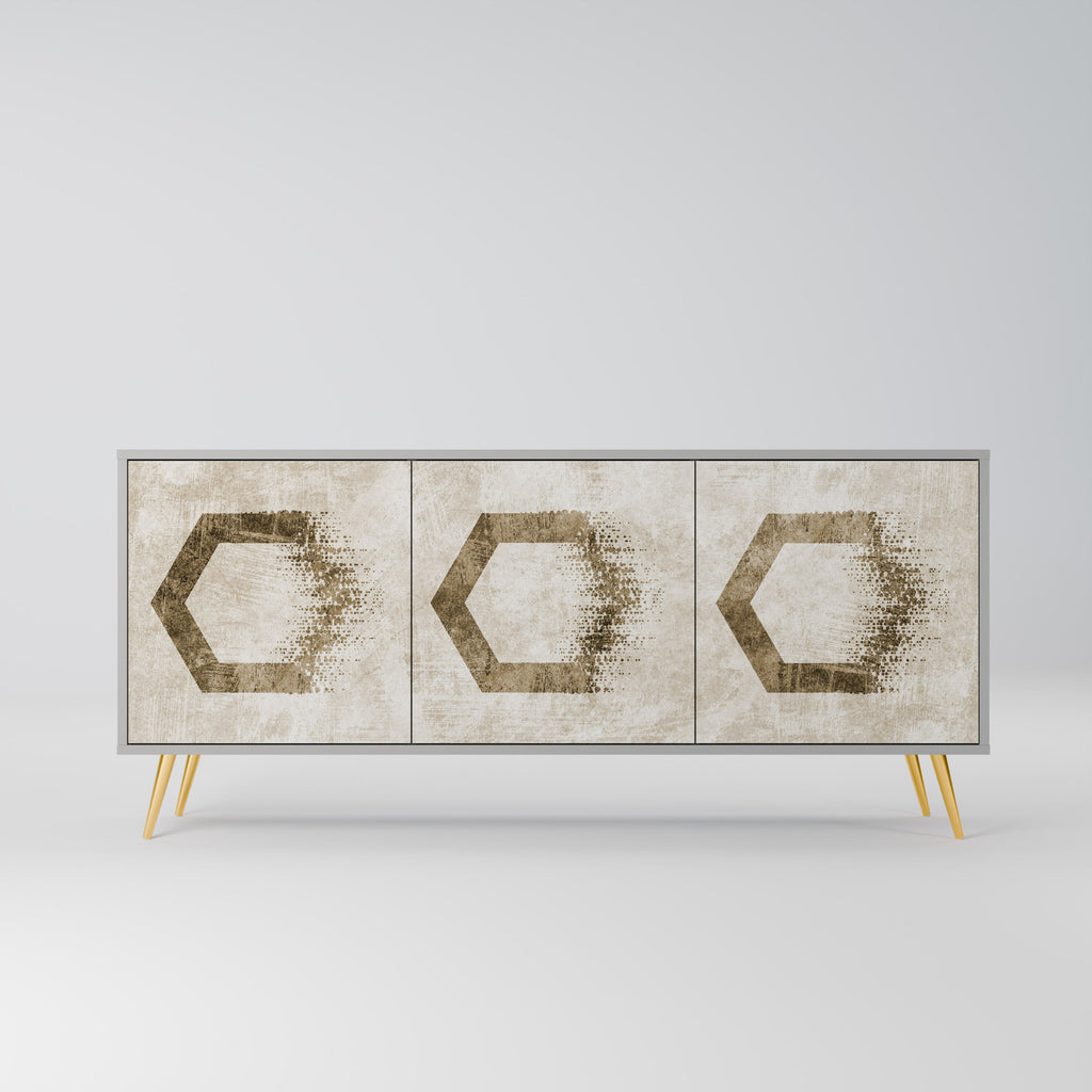 Buffet 3 portes HEXAGONAL SHAPES en finition grise